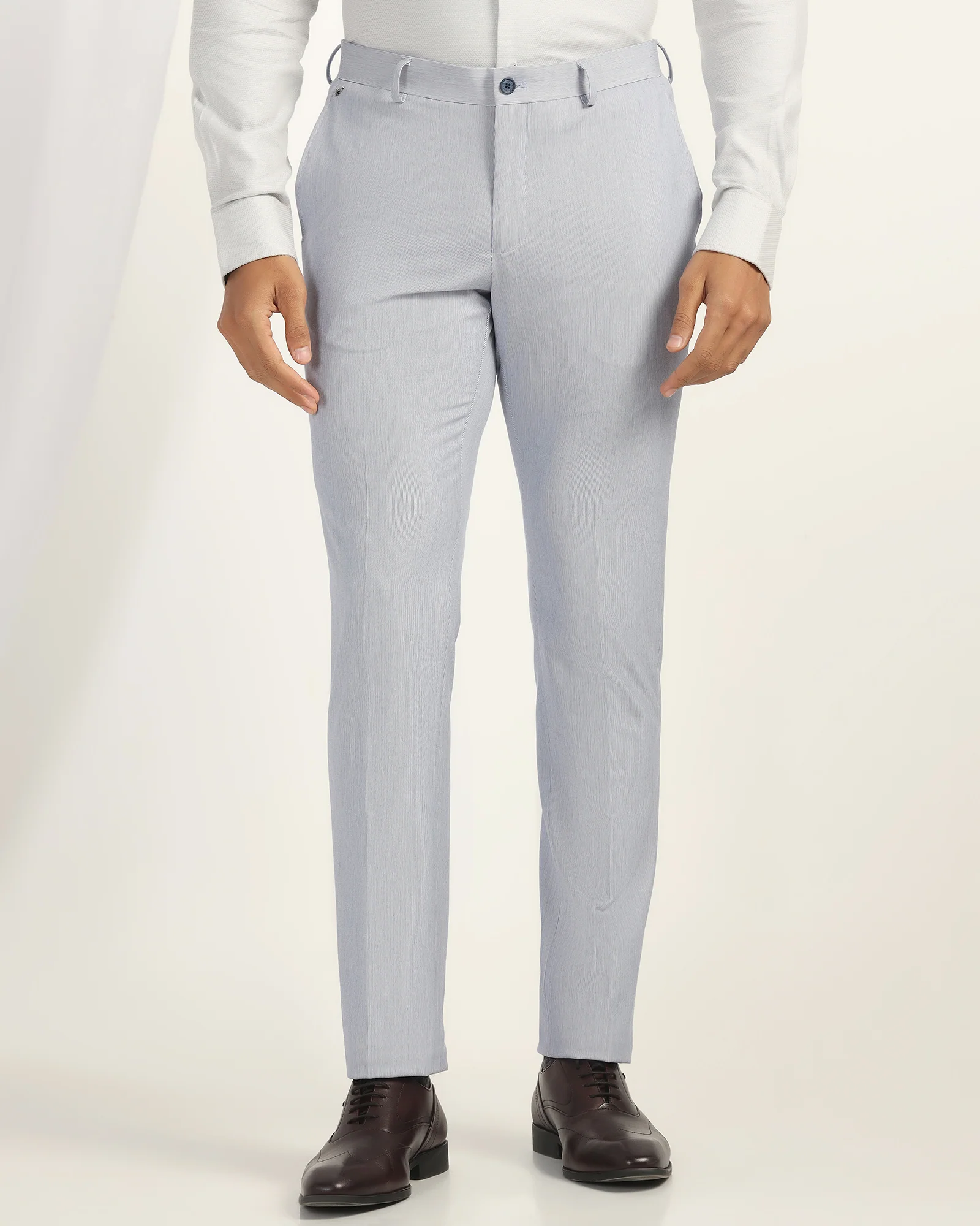 Slim Fit B-91 Formal Light Blue Stripe Trouser - Ninja - Image 3