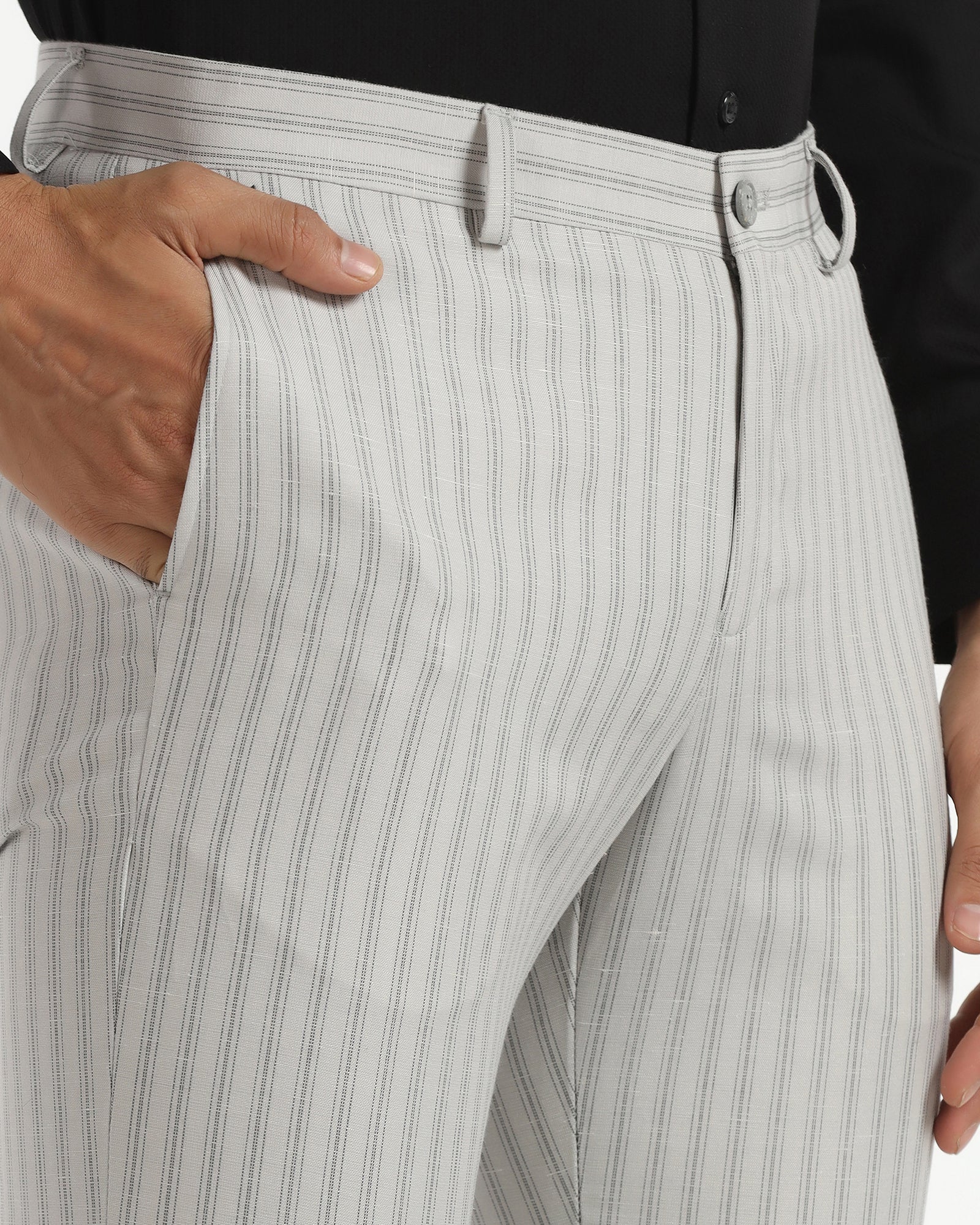 Slim Fit B-91 Formal Light Grey Stripe Trouser - Nautica - Image 4