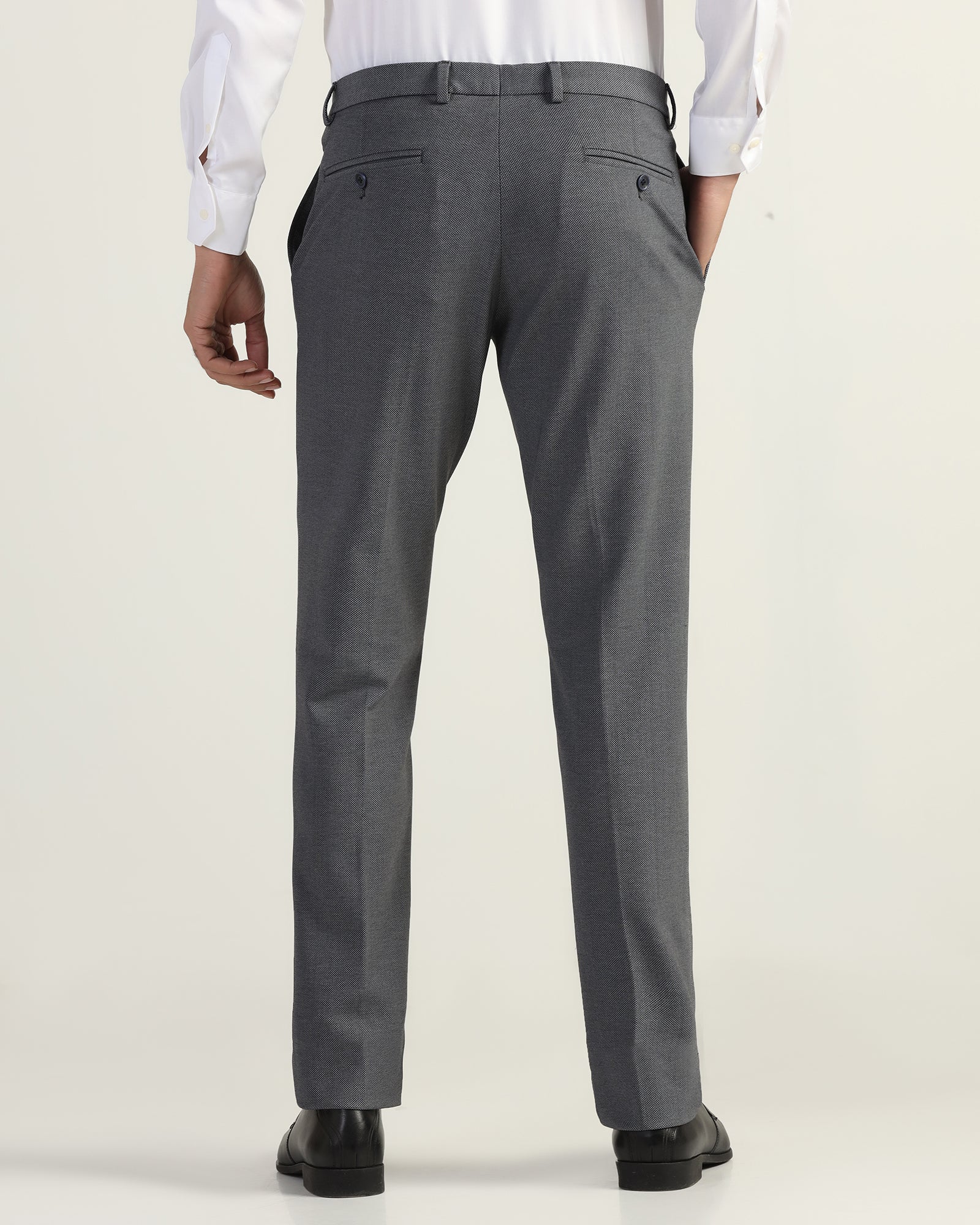 Slim Fit B-91 Formal Navy Printed Trouser - Enzo - Image 2