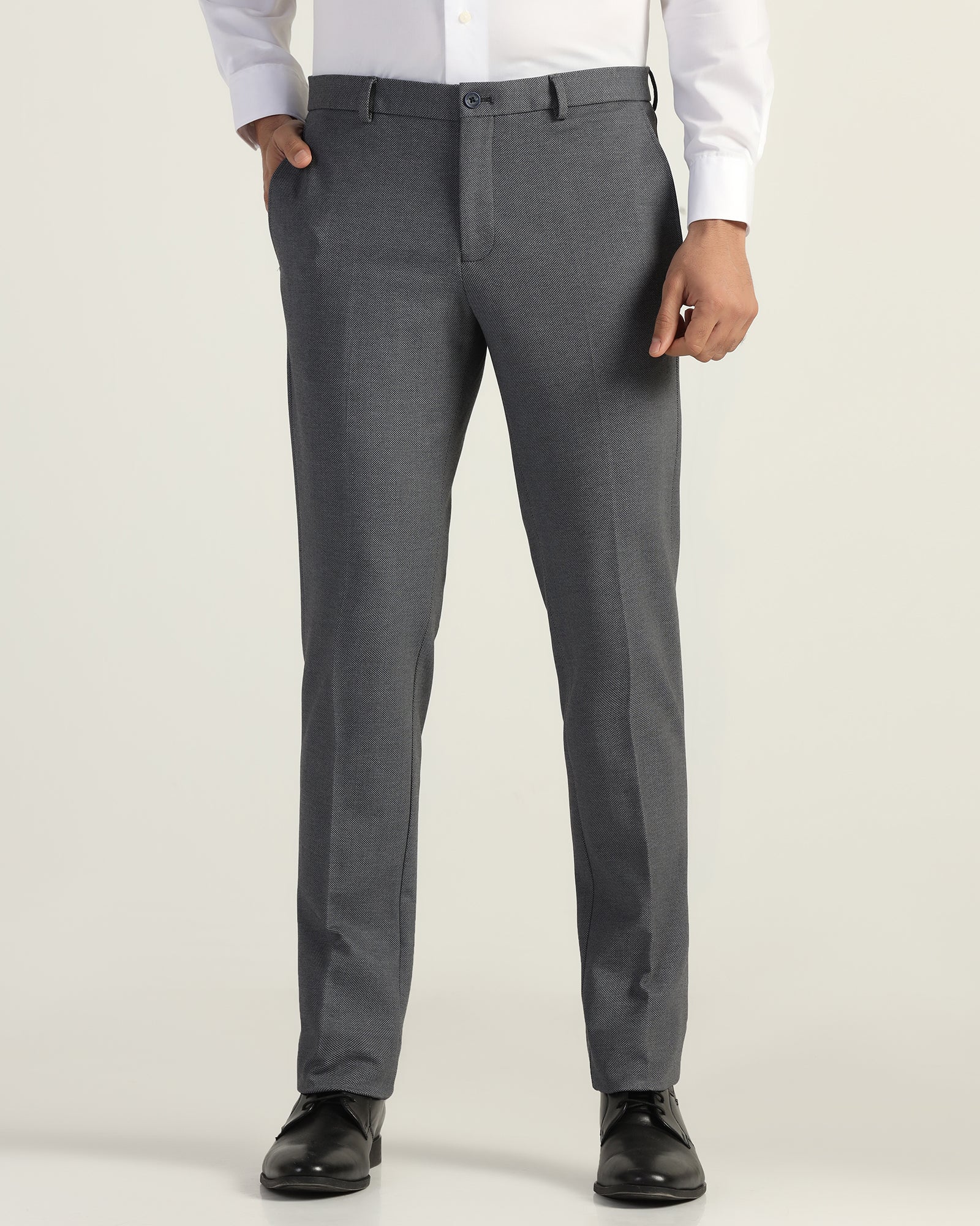 Slim Fit B-91 Formal Navy Printed Trouser - Enzo - Image 3