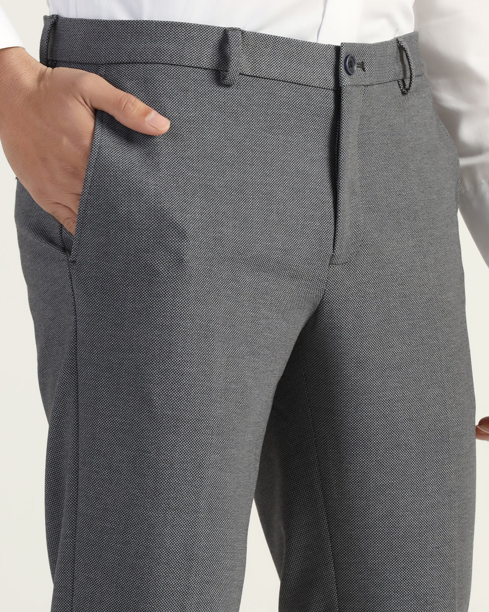 Slim Fit B-91 Formal Navy Printed Trouser - Enzo - Image 4