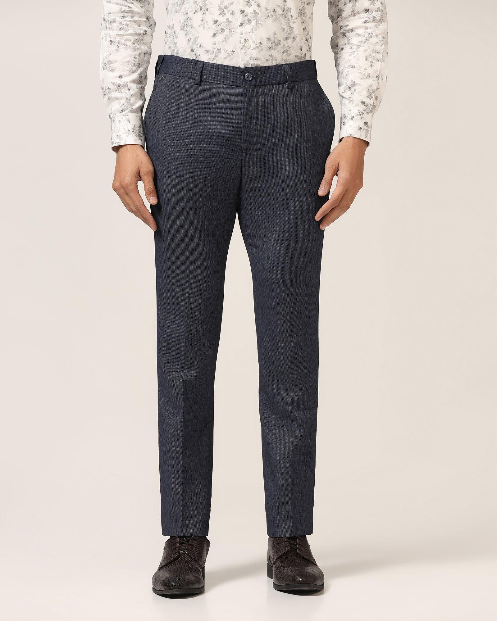 Slim Fit B-91 Formal Navy Textured Trouser - Bandit - Image 3