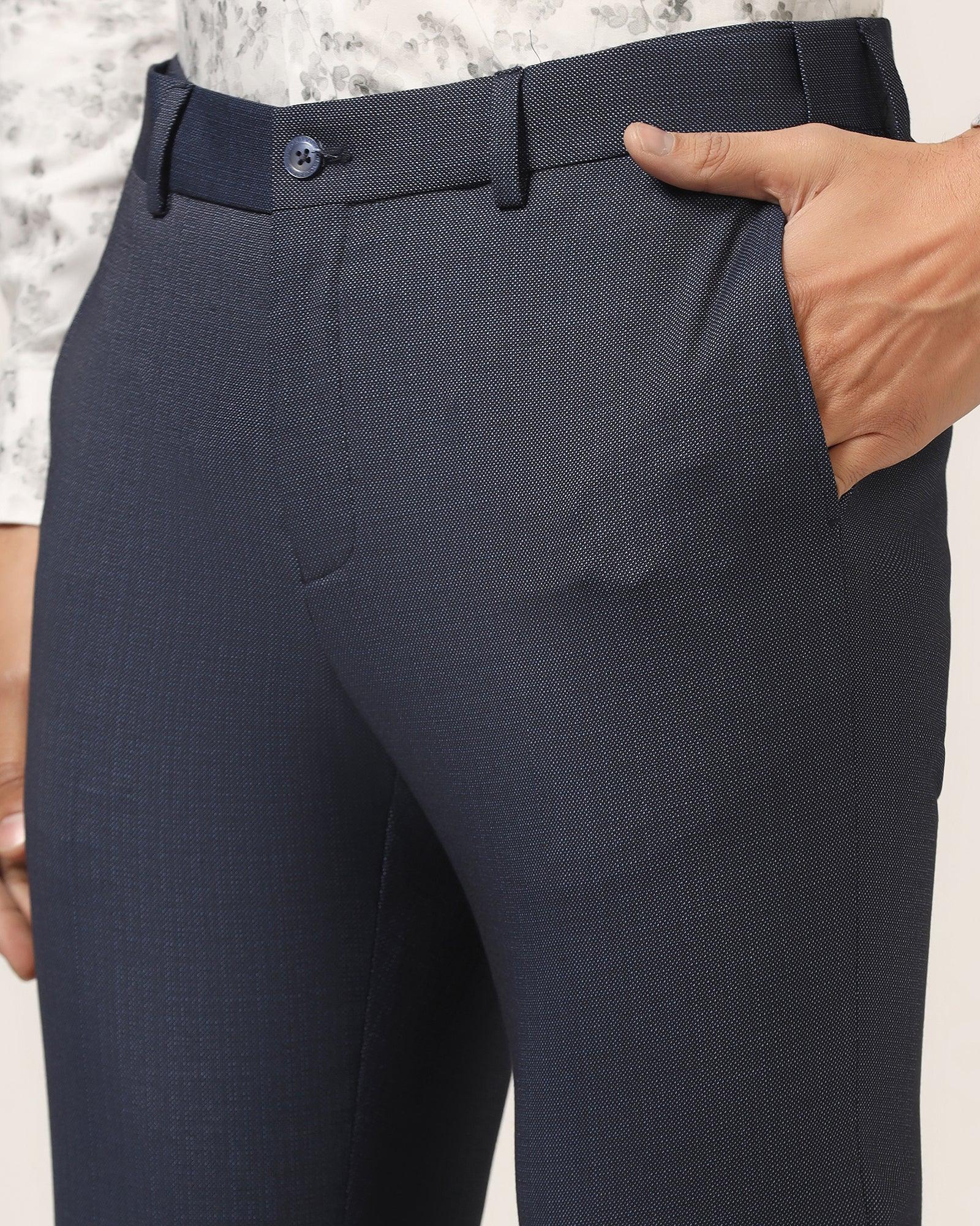 Slim Fit B-91 Formal Navy Textured Trouser - Bandit - Image 4