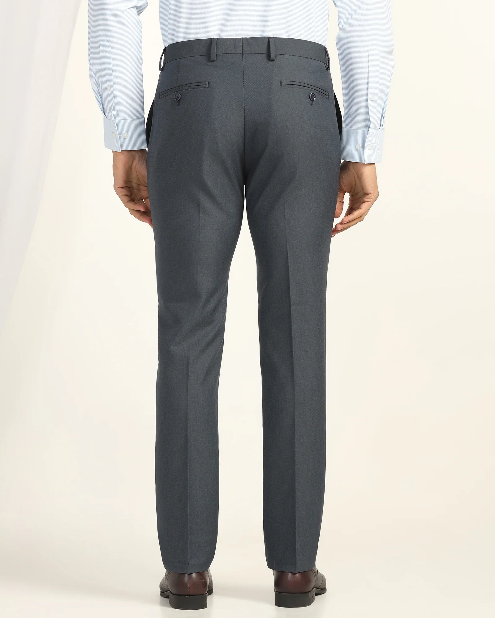 Slim Fit B-91 Formal Navy Textured Trouser - Fendi - Image 2