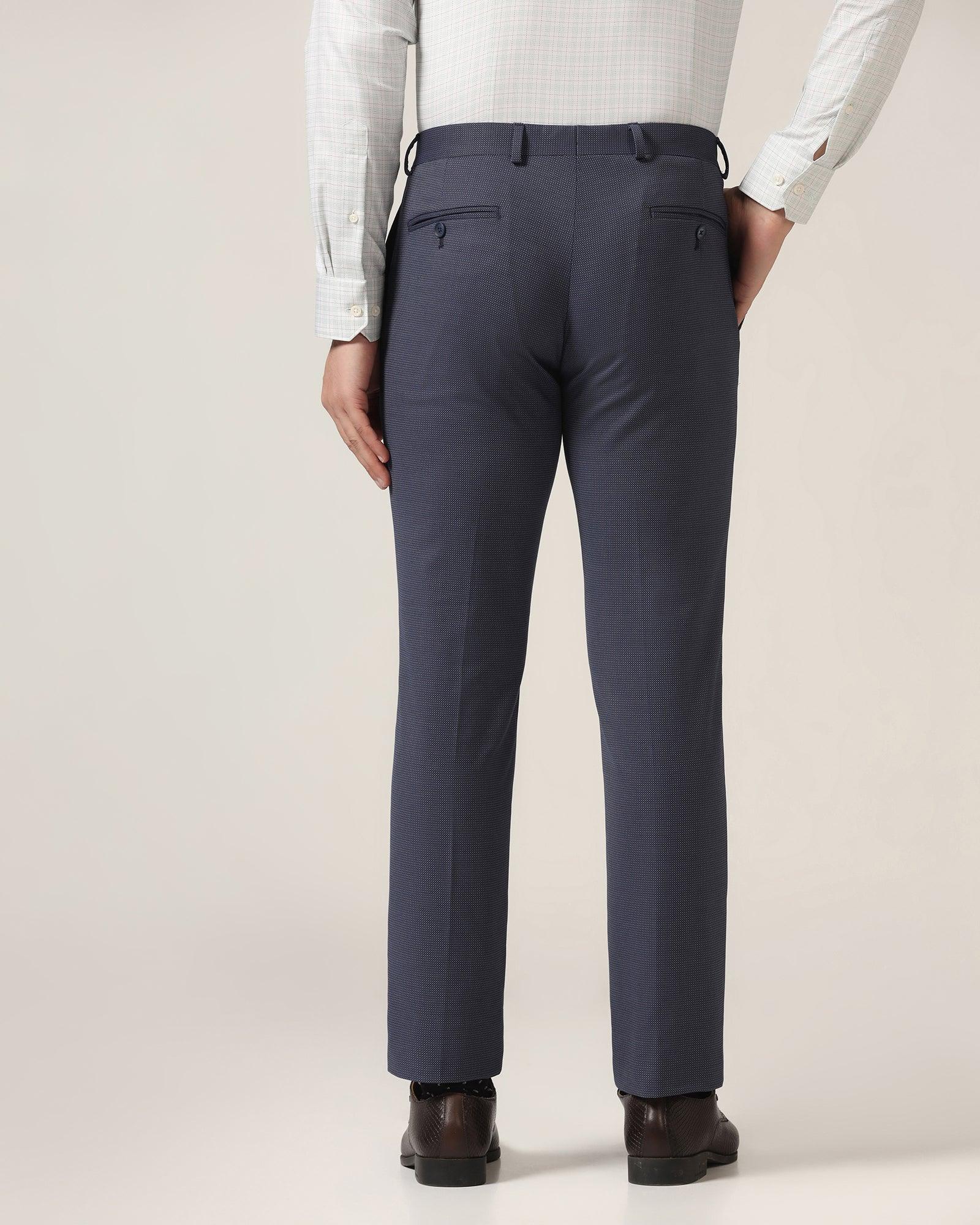 Slim Fit B-91 Formal Navy Textured Trouser - Finess - Image 2