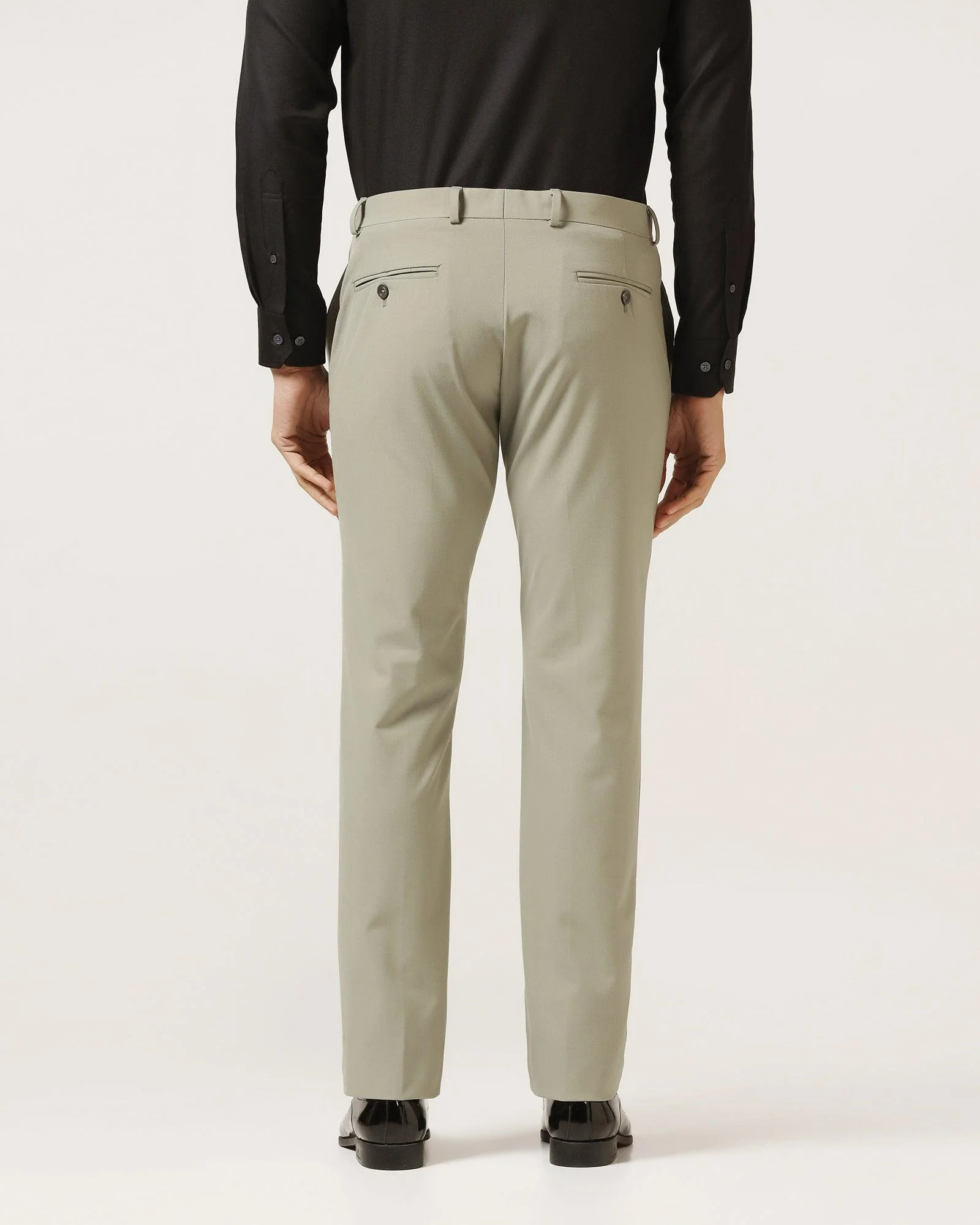 Slim Fit B-91 Formal Olive Solid Trouser - Davidson - Image 2