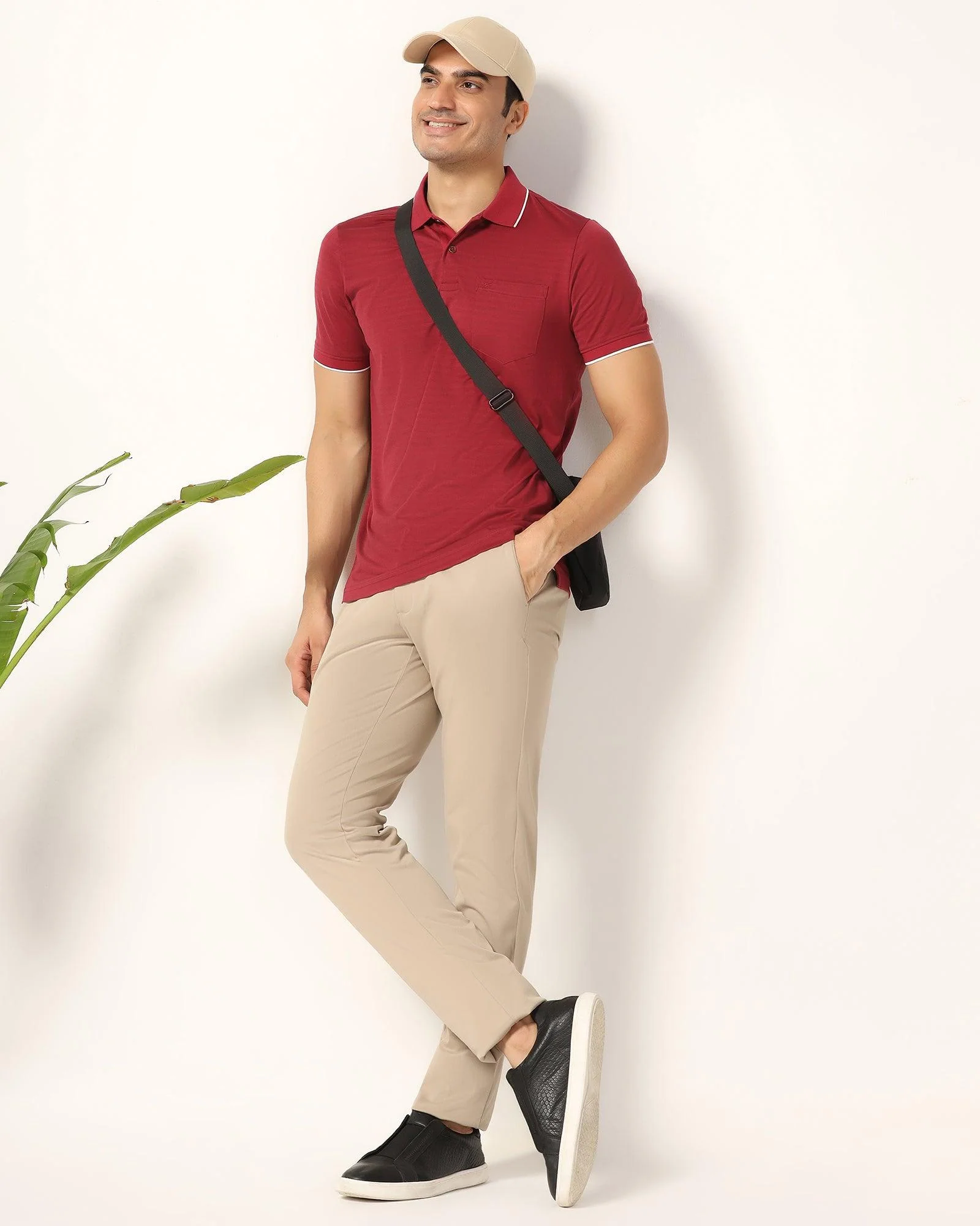 Slim Fit B-91 Casual Beige Solid Khakis - Vring - Image 7