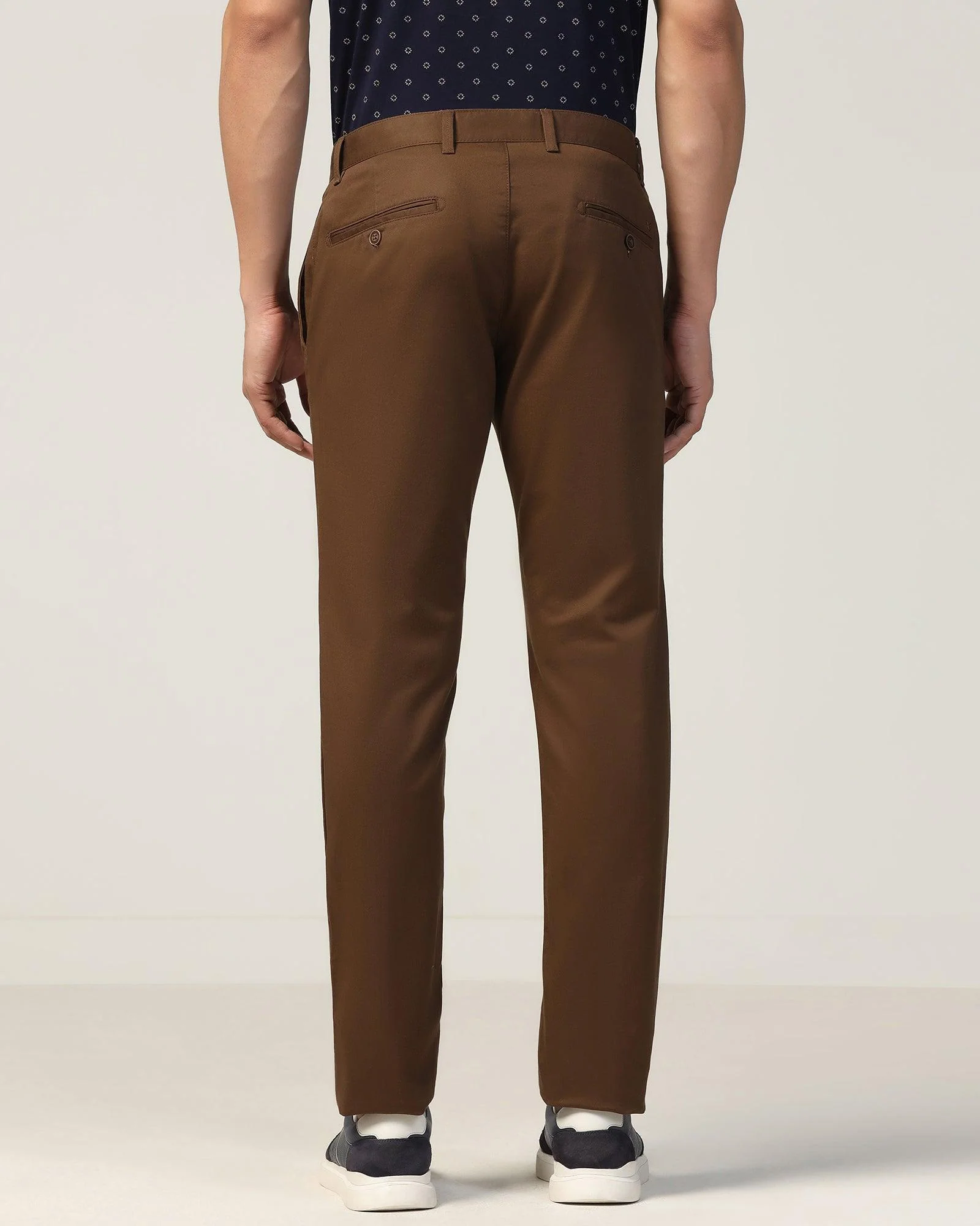 Slim Fit B-91 Casual Brown Solid Khakis - Marico - Image 8