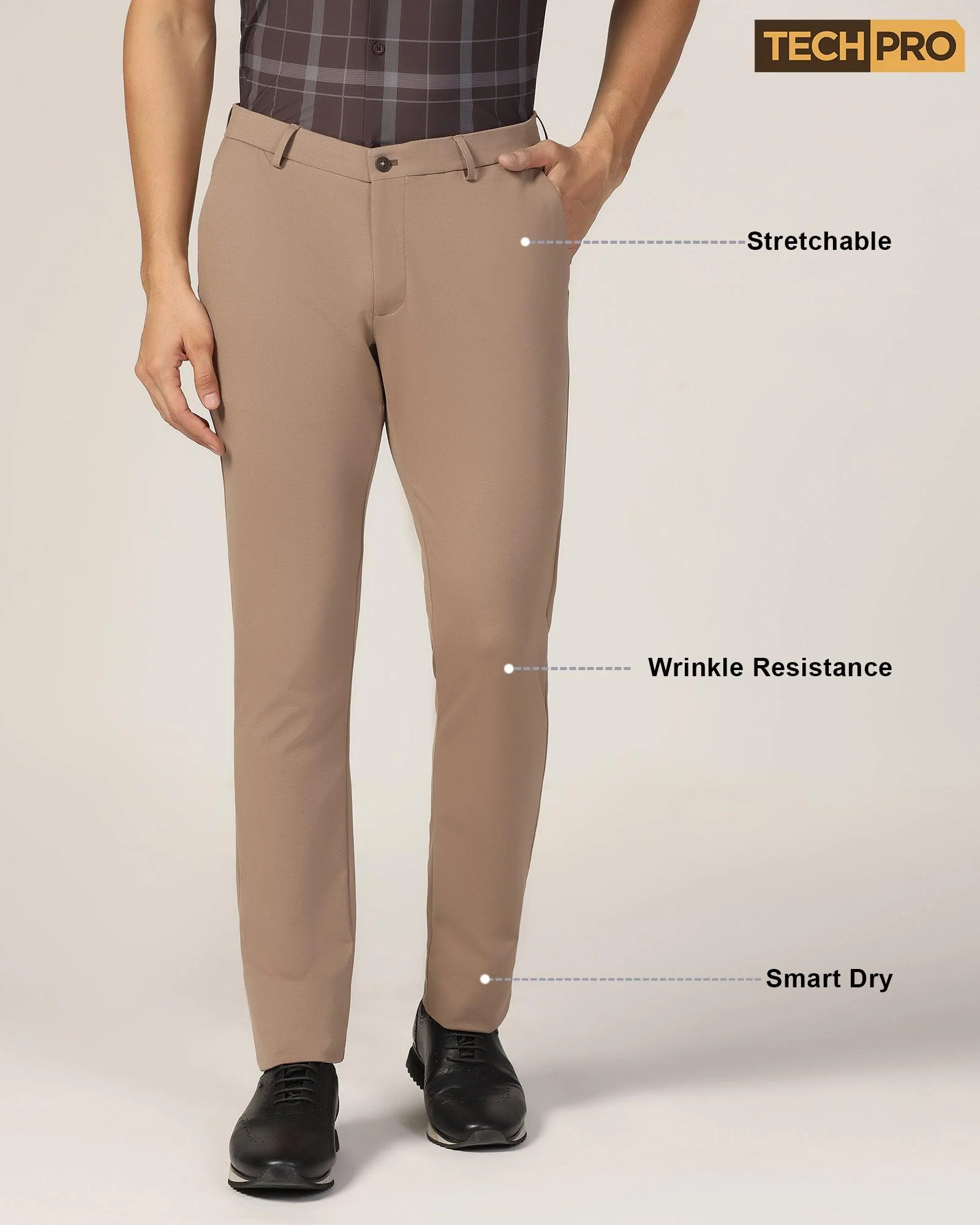 TechPro Slim Fit B-91 Casual Mouse Solid Khakis - Ziea - Image 9