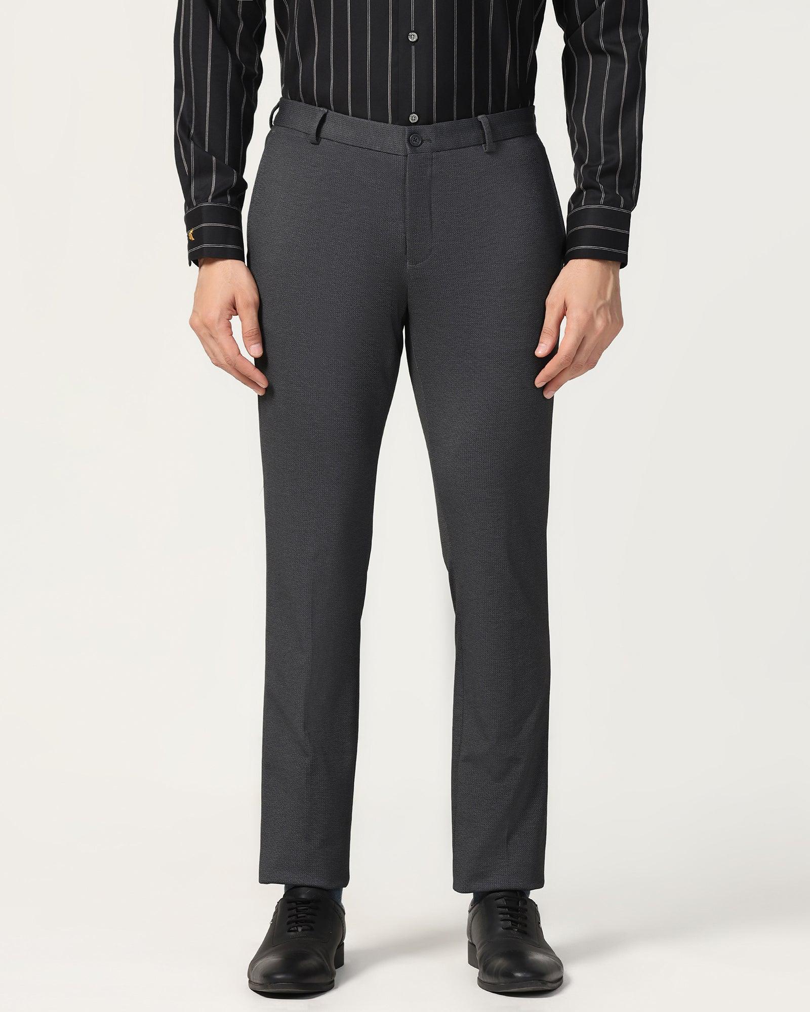Slim Fit B-91 Formal Black Printed Trouser - Harrier - Image 3