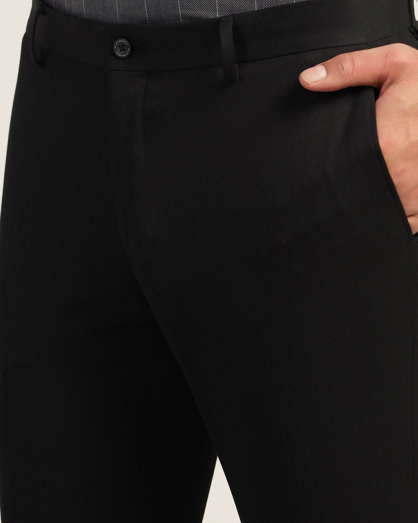 Slim Fit B-91 Formal Black Solid Trouser - Black - Image 4