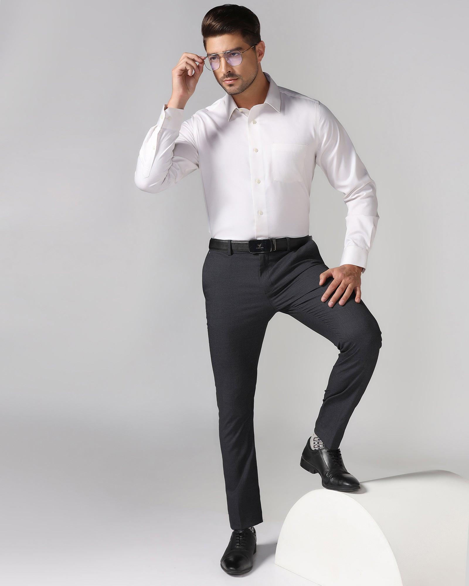 Slim Fit B-91 Formal Black Textured Trouser - Ford - Image 7
