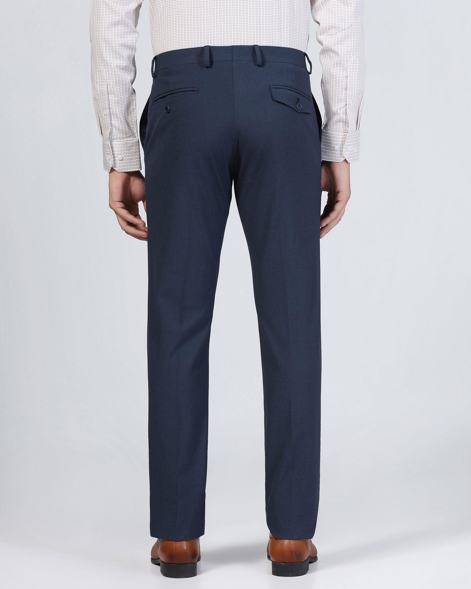 Slim Fit B-91 Formal Blue Solid Trouser - Jonny - Image 2