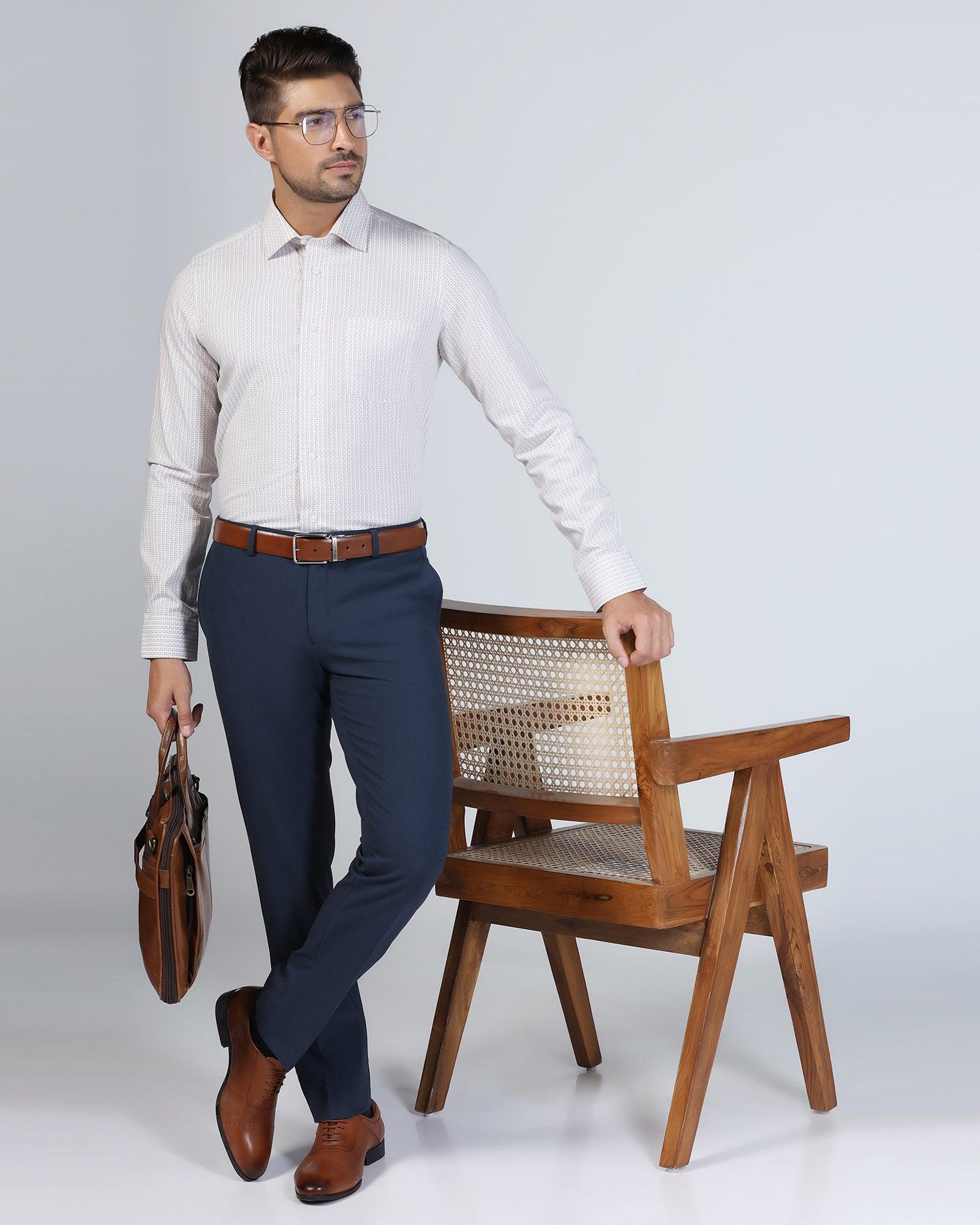 Slim Fit B-91 Formal Blue Solid Trouser - Jonny - Image 7