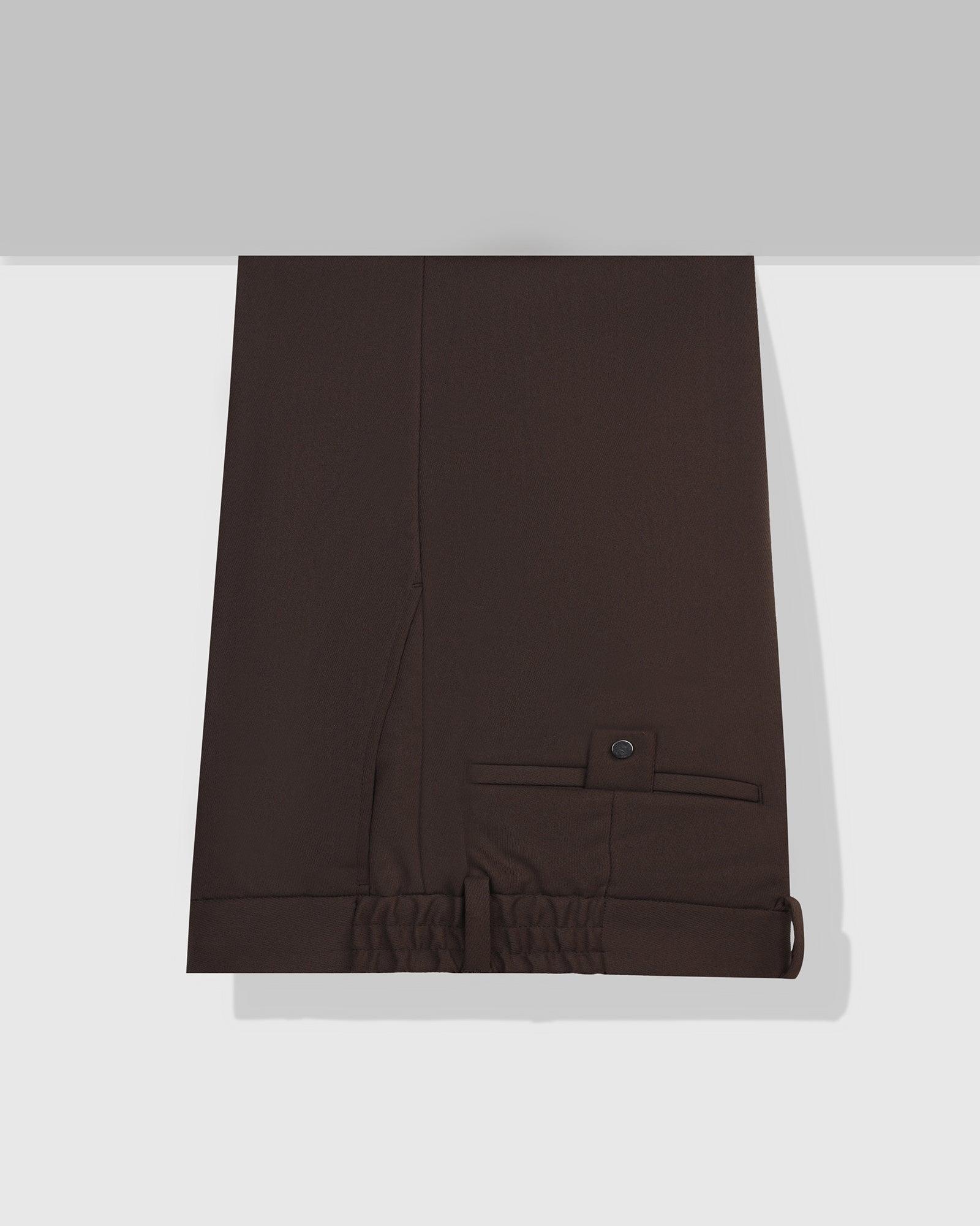 Slim Fit B-91 Formal Dark Brown Solid Trouser - Hayabusa - Image 6