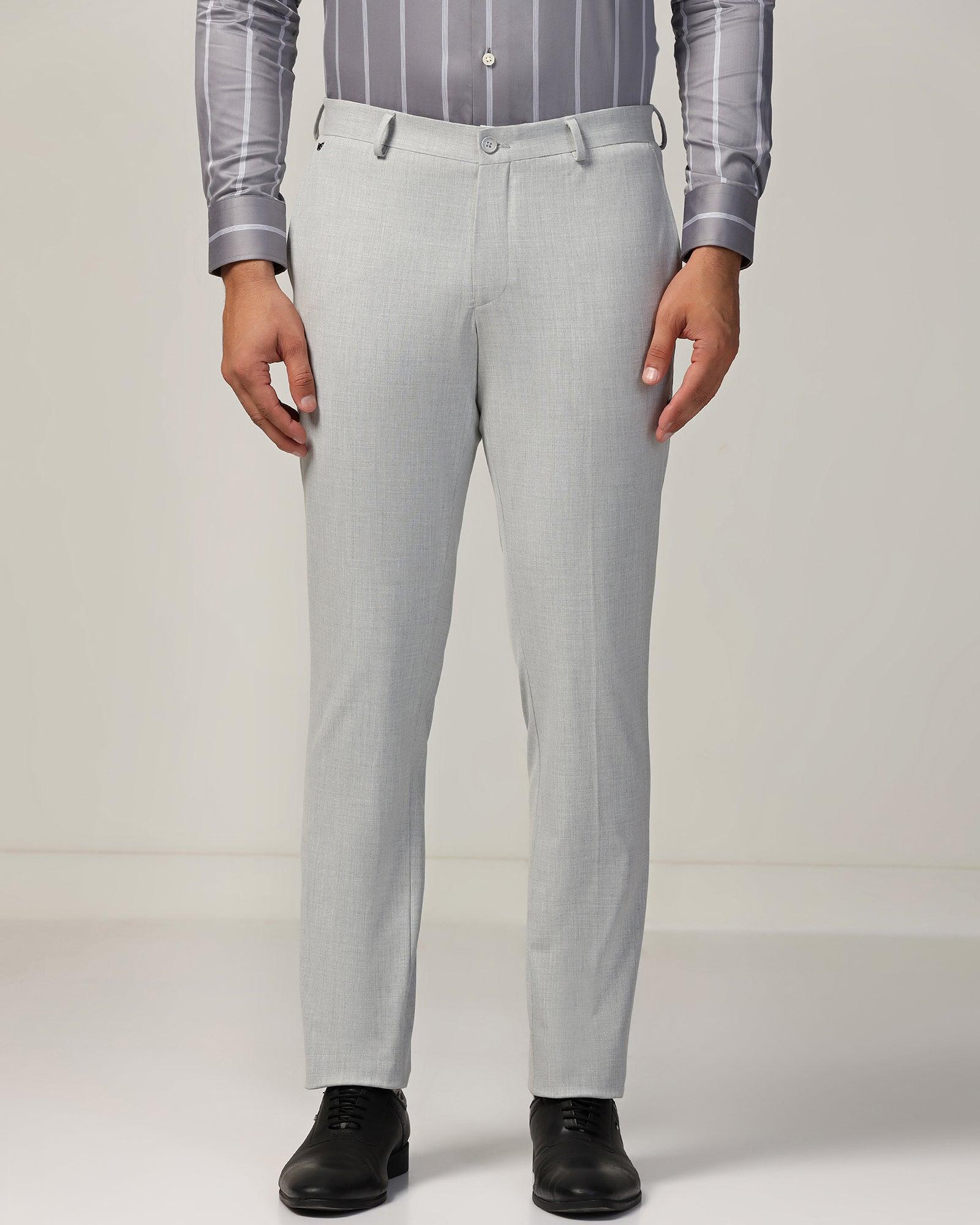 Slim Fit B-91 Formal Light Grey Solid Trouser - Jonny - Image 3