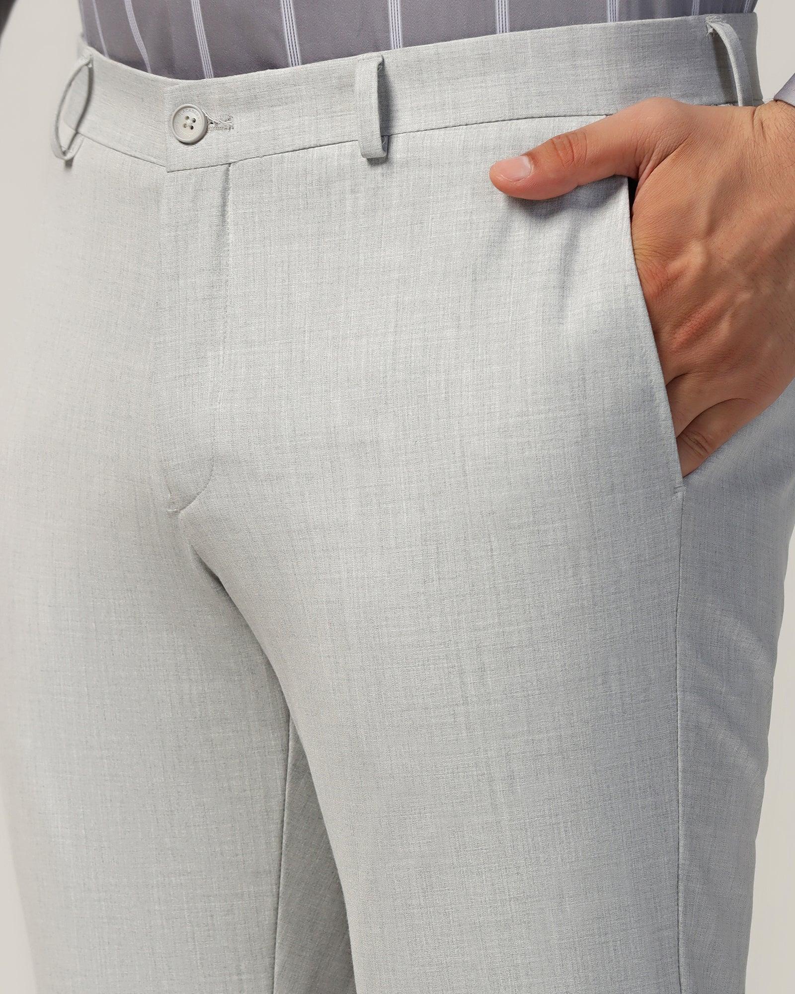 Slim Fit B-91 Formal Light Grey Solid Trouser - Jonny - Image 4