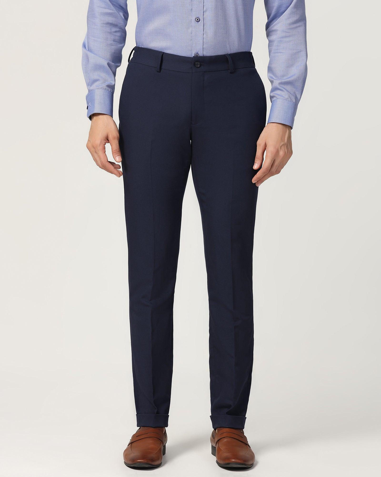 Slim Fit B-91 Formal Navy Solid Trouser - Hayabusa - Image 3