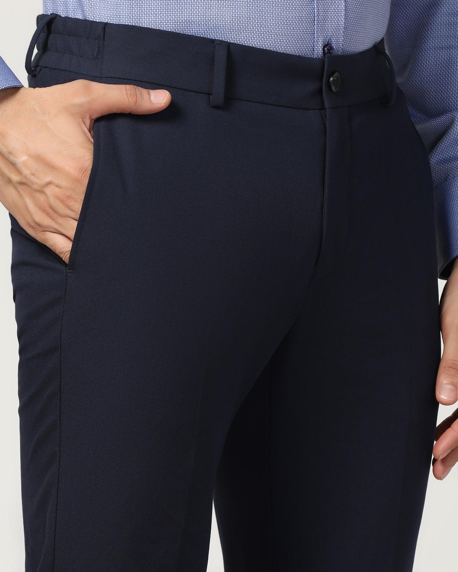 Slim Fit B-91 Formal Navy Solid Trouser - Hayabusa - Image 4