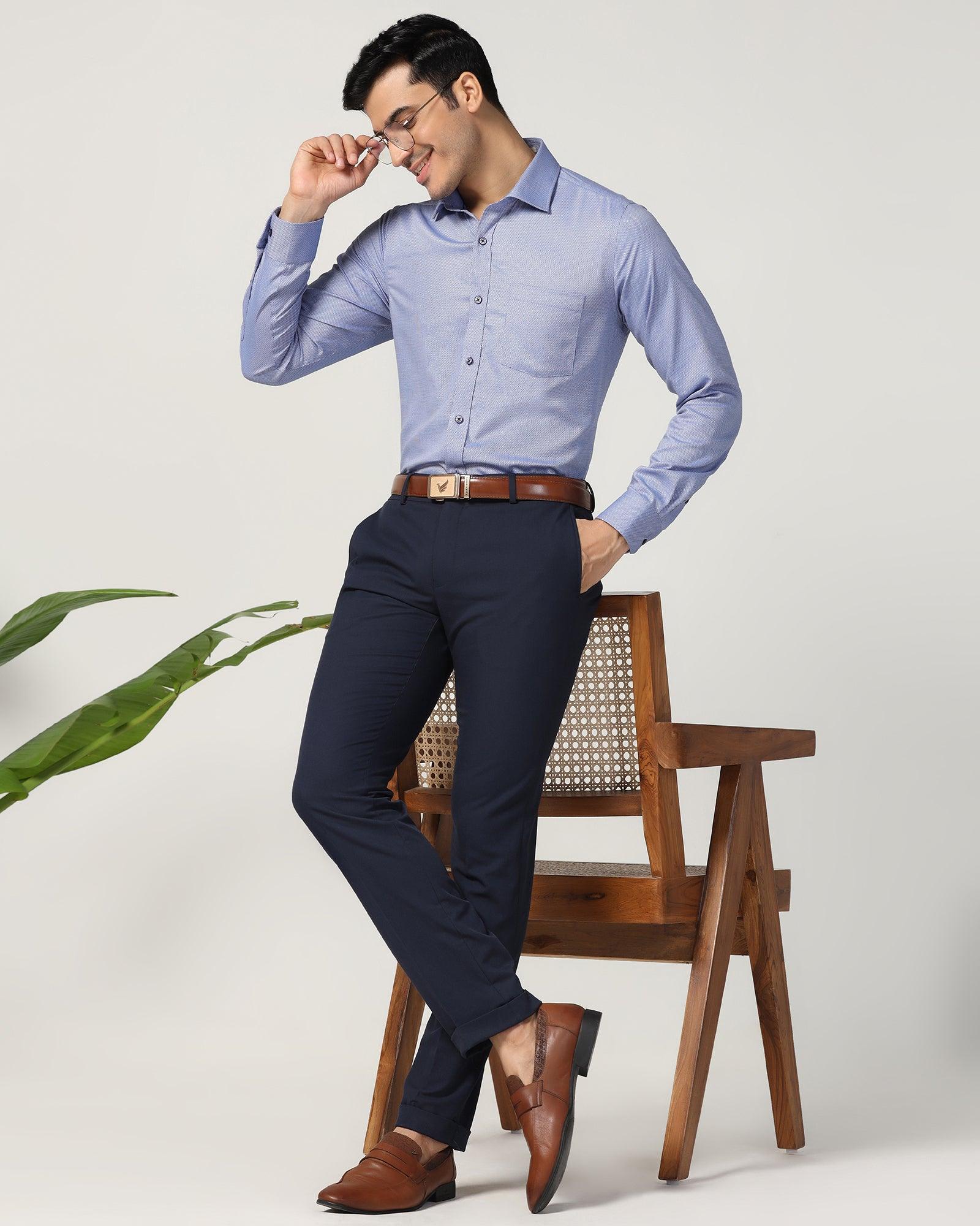 Slim Fit B-91 Formal Navy Solid Trouser - Hayabusa - Image 7