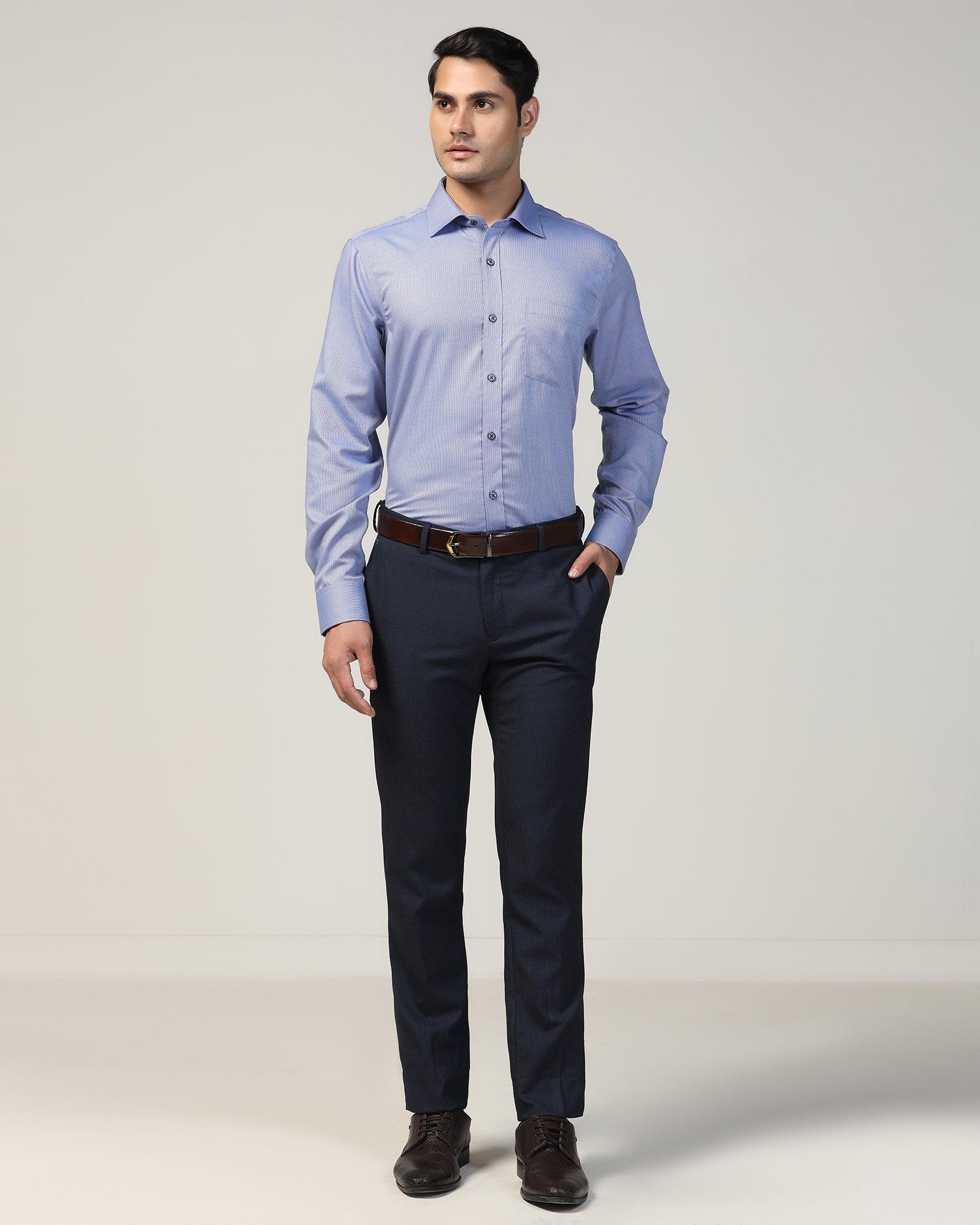 Slim Fit B-91 Formal Navy Textured Trouser - Ford