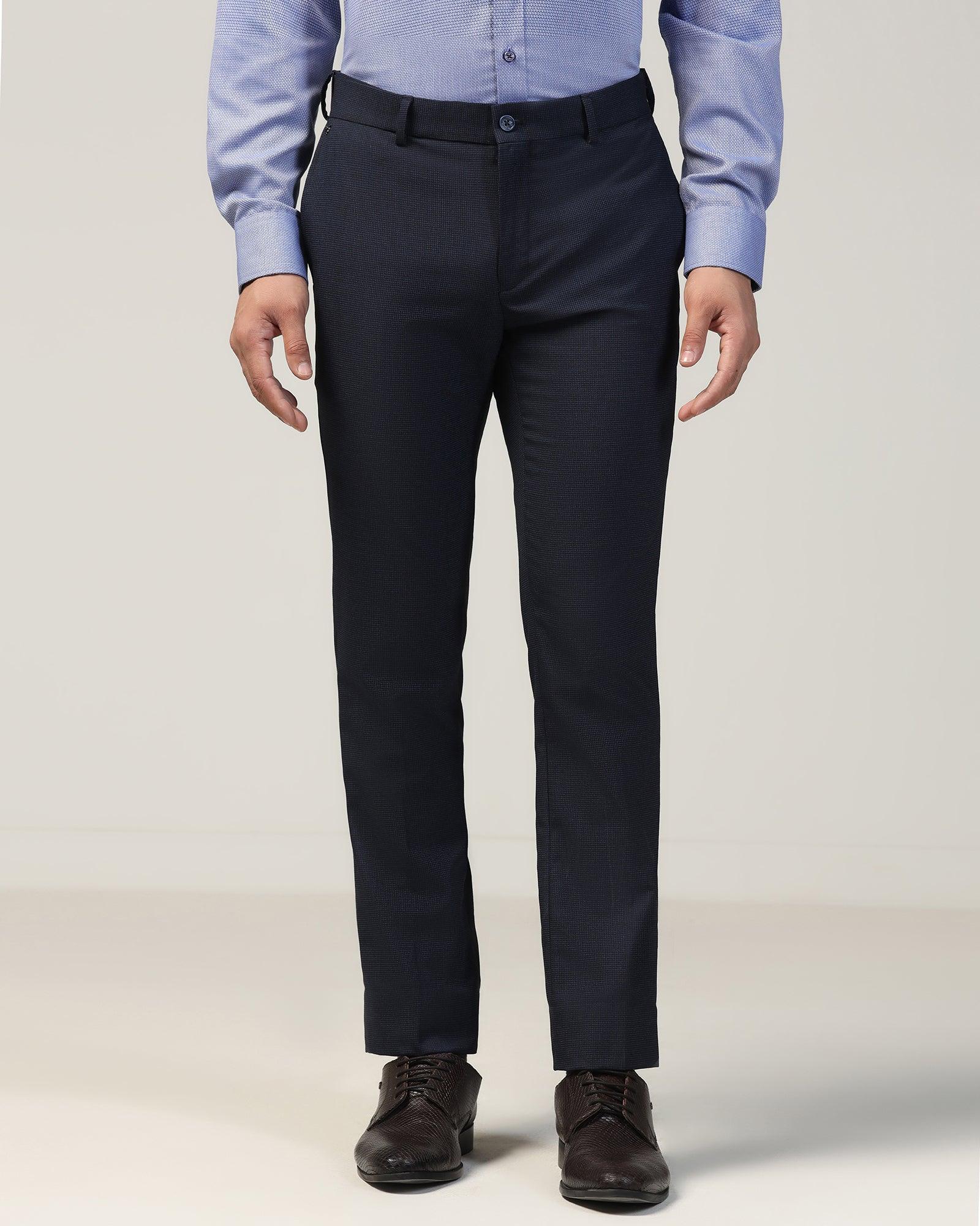 Slim Fit B-91 Formal Navy Textured Trouser - Ford - Image 3