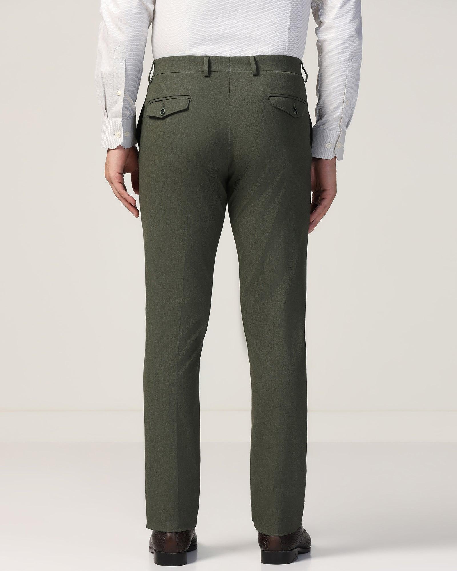 Slim Fit B-91 Formal Olive Solid Trouser - Jonny - Image 2