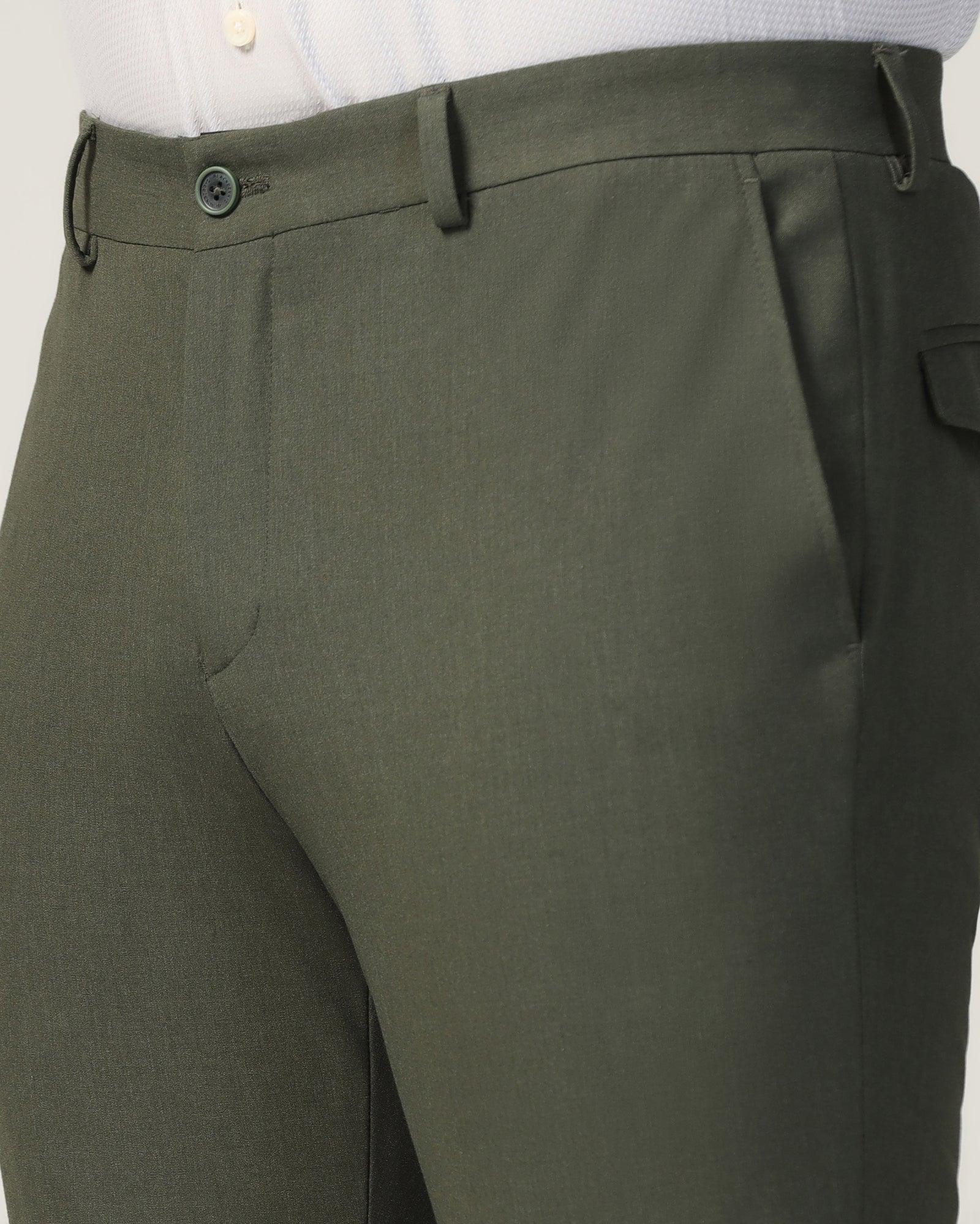 Slim Fit B-91 Formal Olive Solid Trouser - Jonny - Image 4