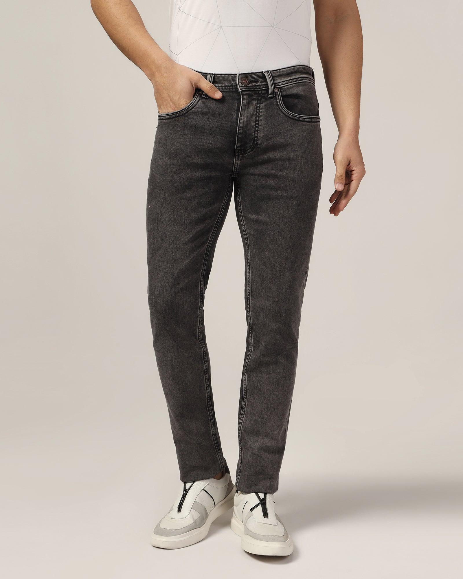 Slim Yonk Fit Black Textured Jeans - Divine - Image 3