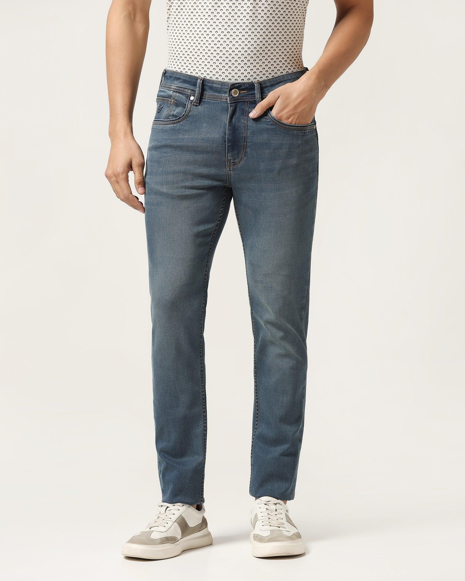 Slim Yonk Fit Indigo Blue Textured Jeans - Alfred - Image 3