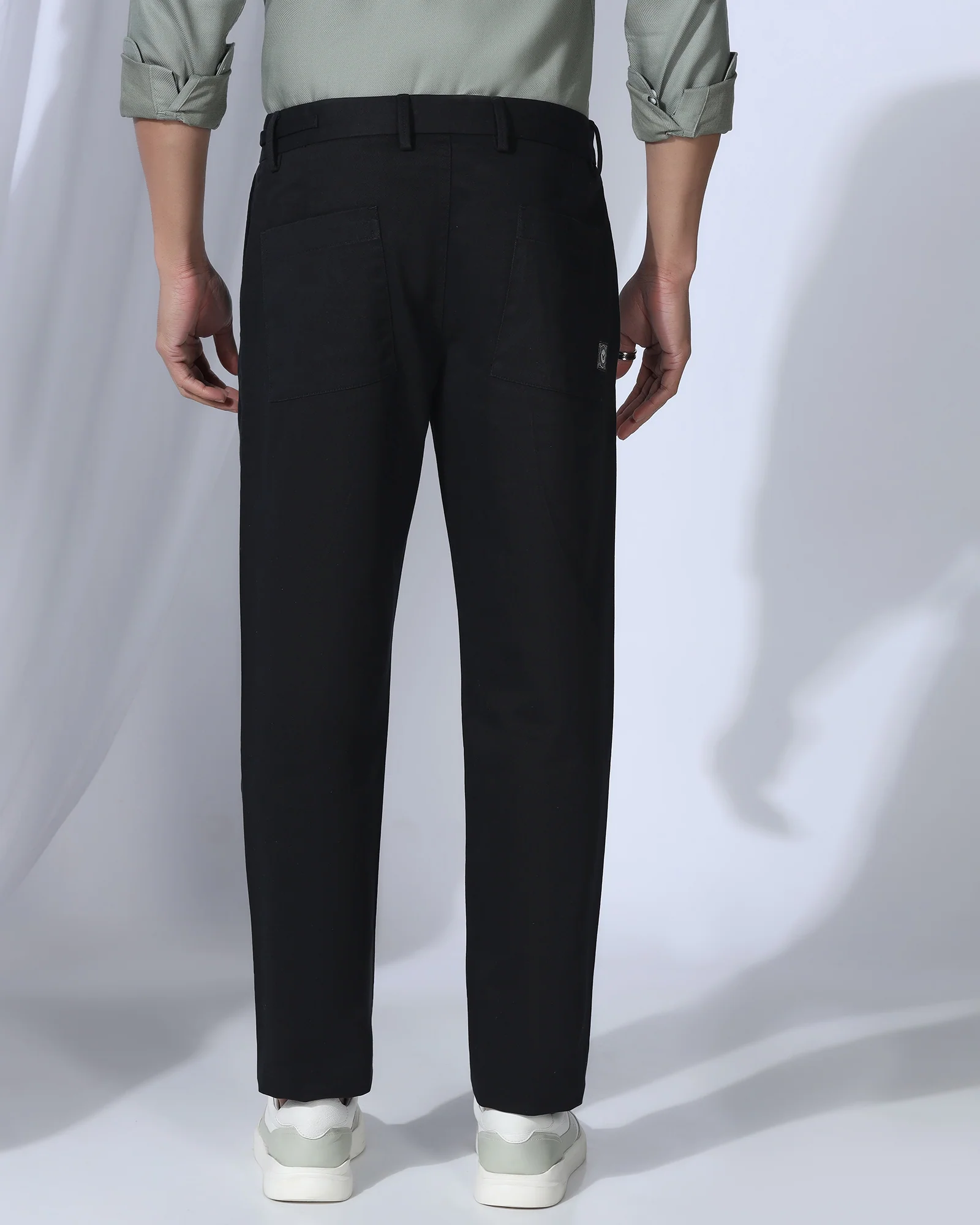 Sneaker Fit Casual Black Solid Khakis - Hudson - Image 2