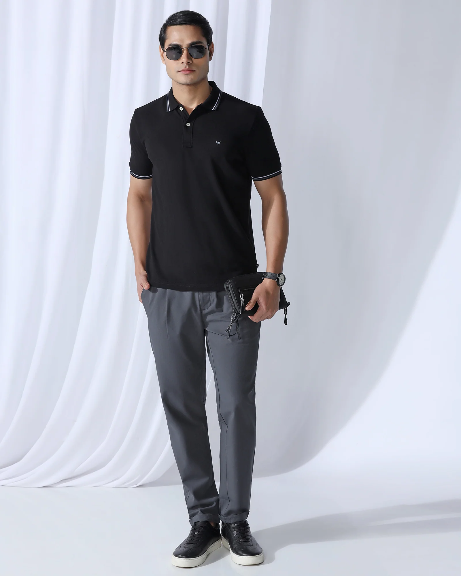 Sneaker Fit Casual Charcoal Solid Khakis - Ario - Image 7