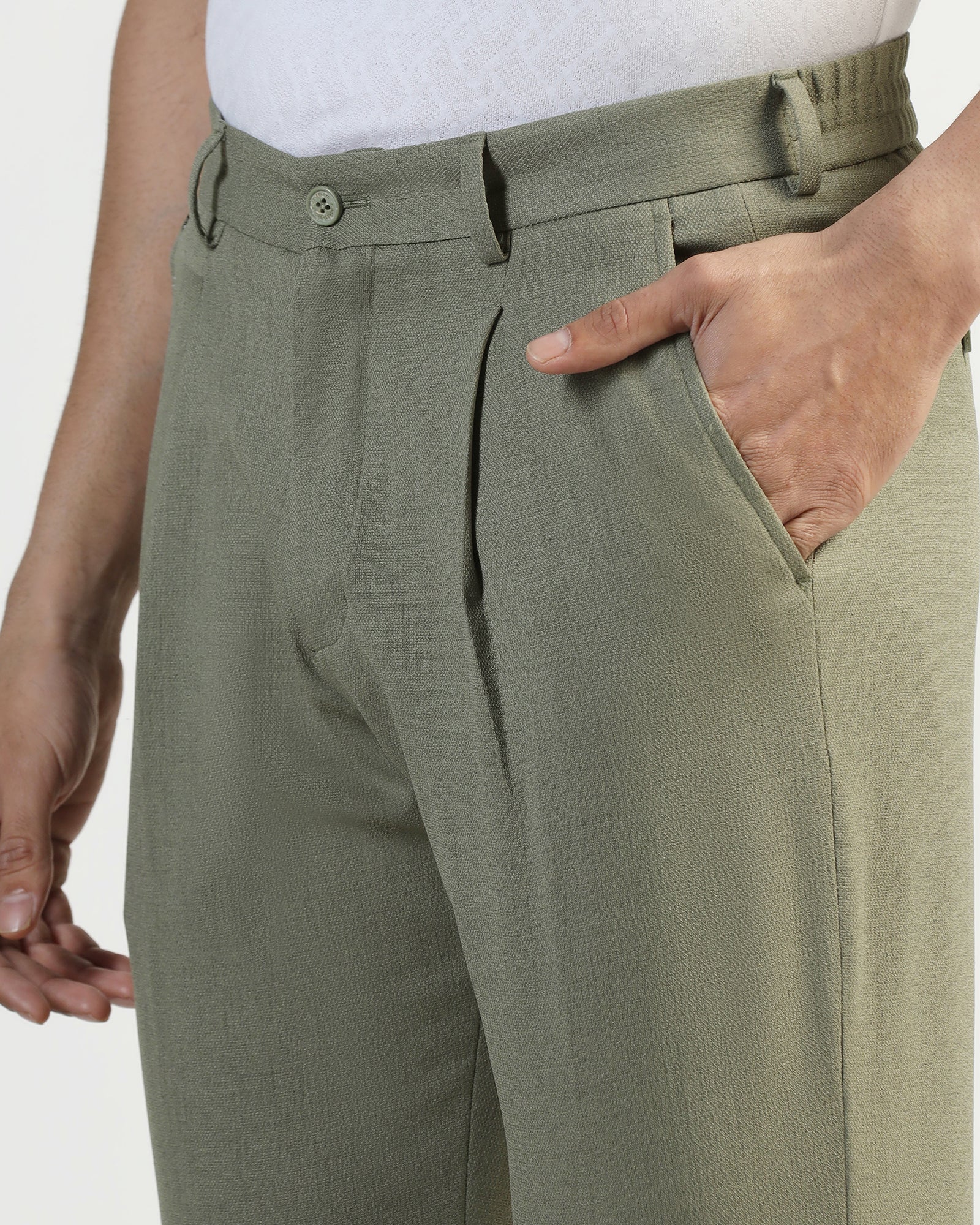 Sneaker Fit Olive Solid Pant - Icon - Image 4
