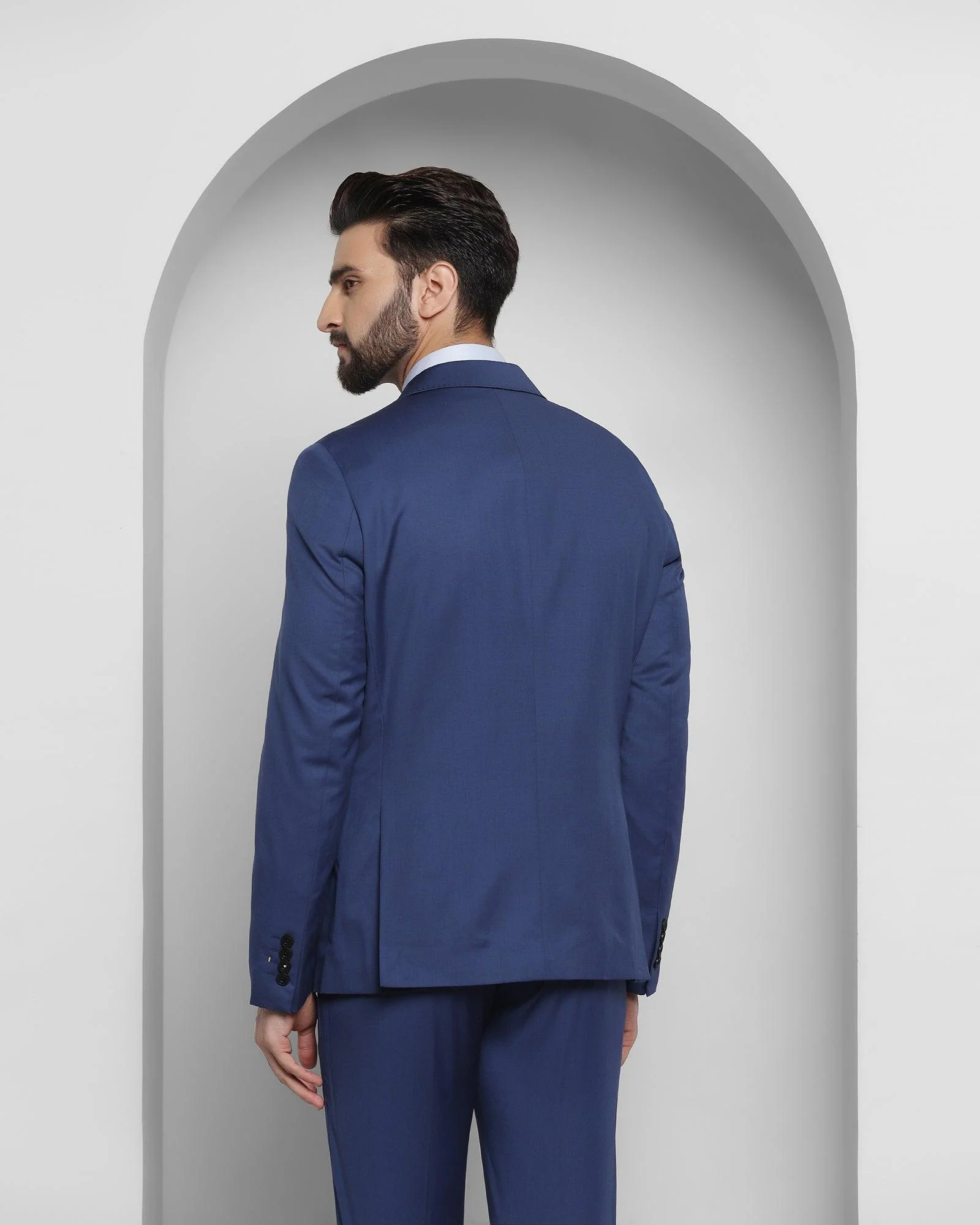 Luxe Three Piece Blue Solid Formal Suit - Cyprus - Image 2