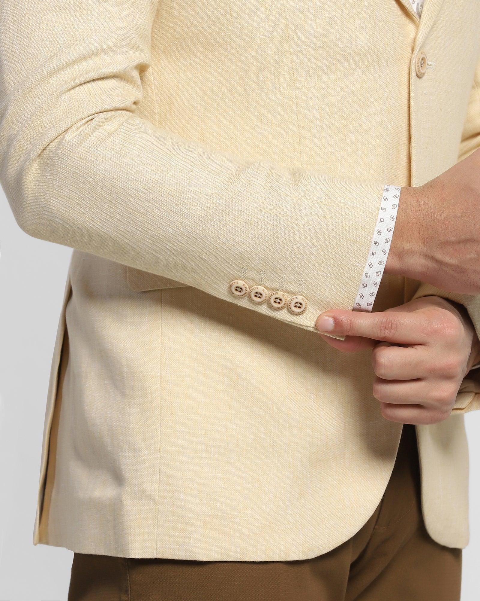 Linen Casual Yellow Solid Blazer - Luna - Image 5