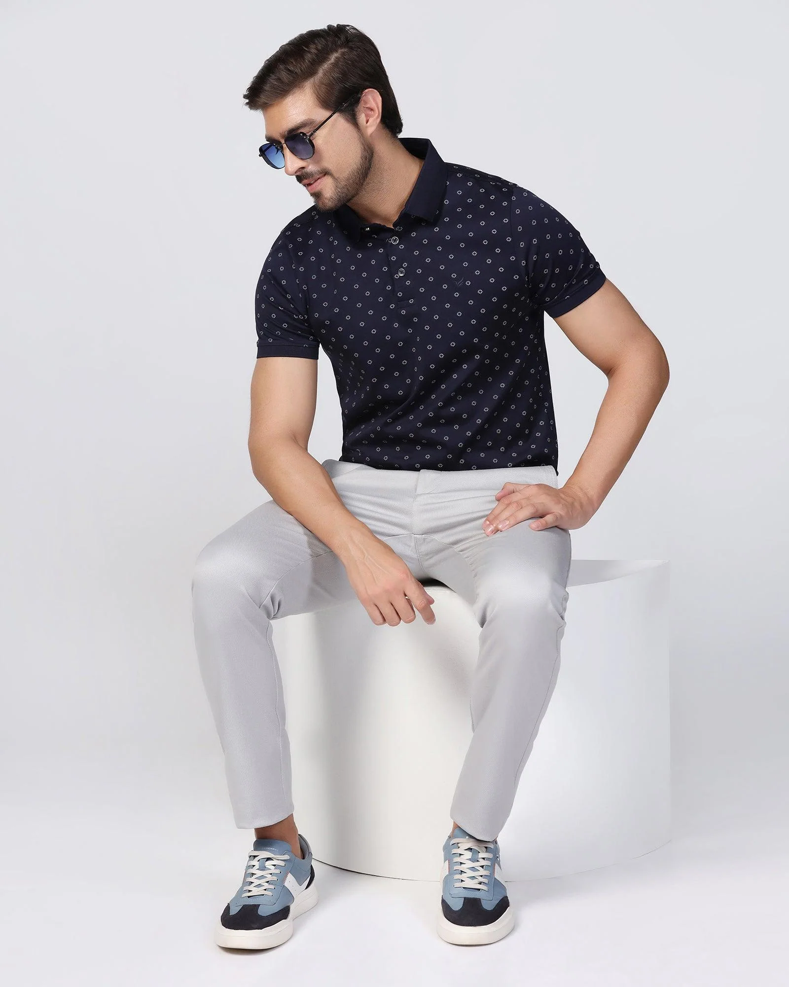 Slim Comfort B-95 Casual Grey Solid Khakis - Kimon - Image 7