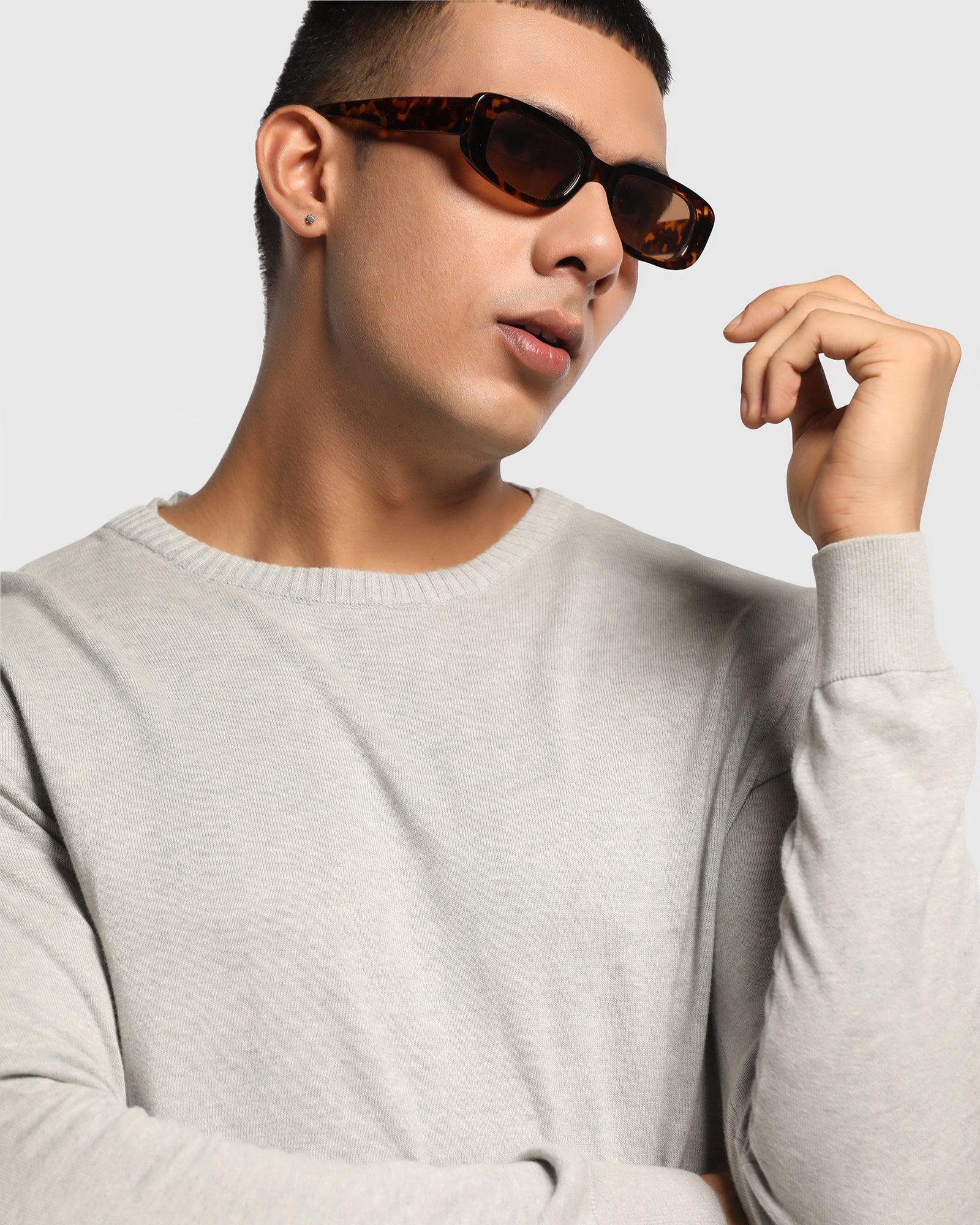 Crew Neck Light Grey Melange Solid Sweater - Alex - Image 6