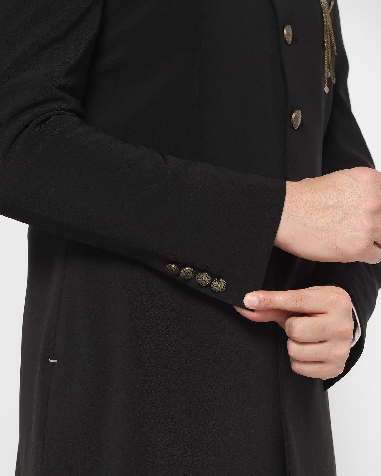 Black Swarn Solid Achkan Set - Richard - Image 6