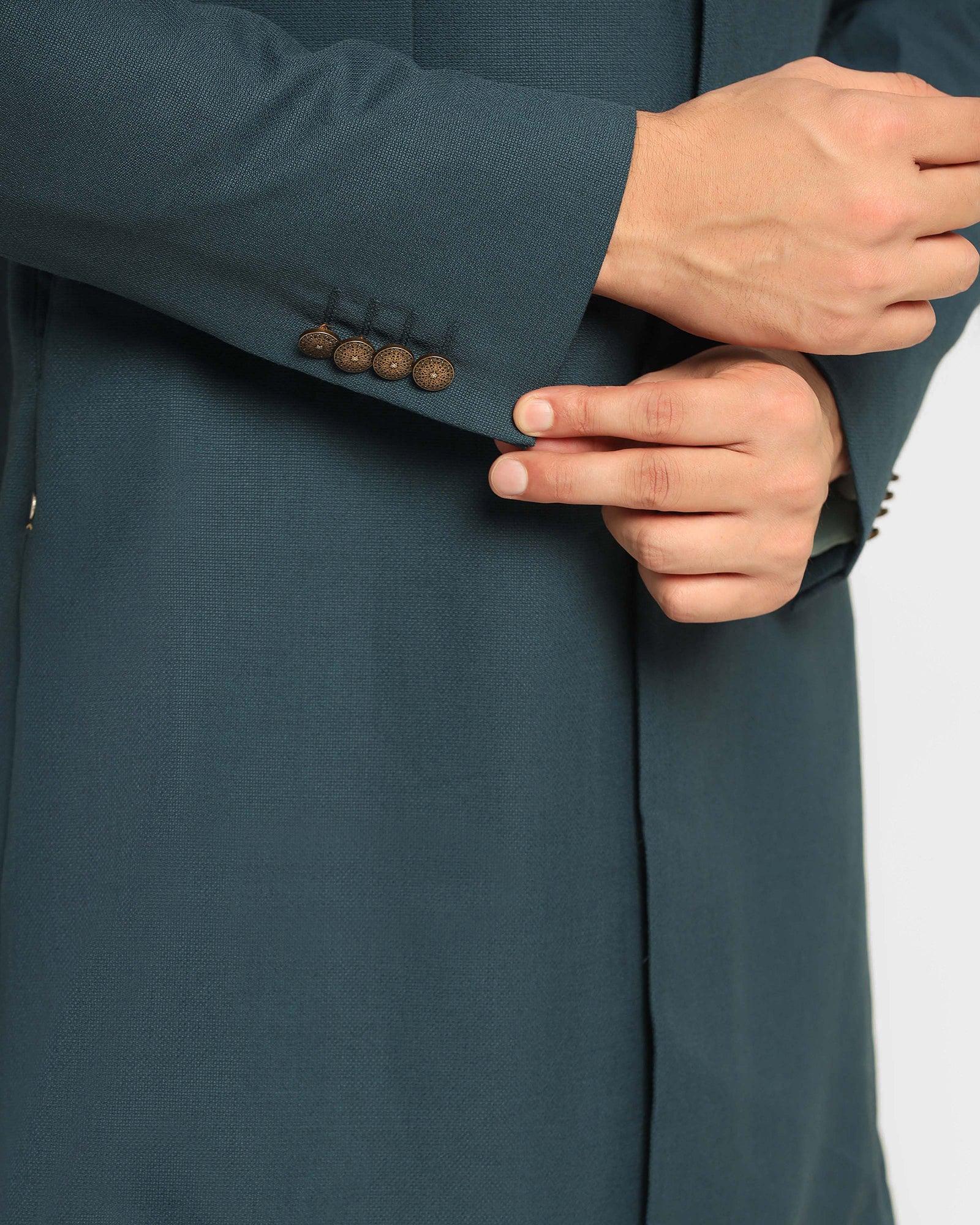 Teal Swarn Solid Achkan Set - Athens - Image 5