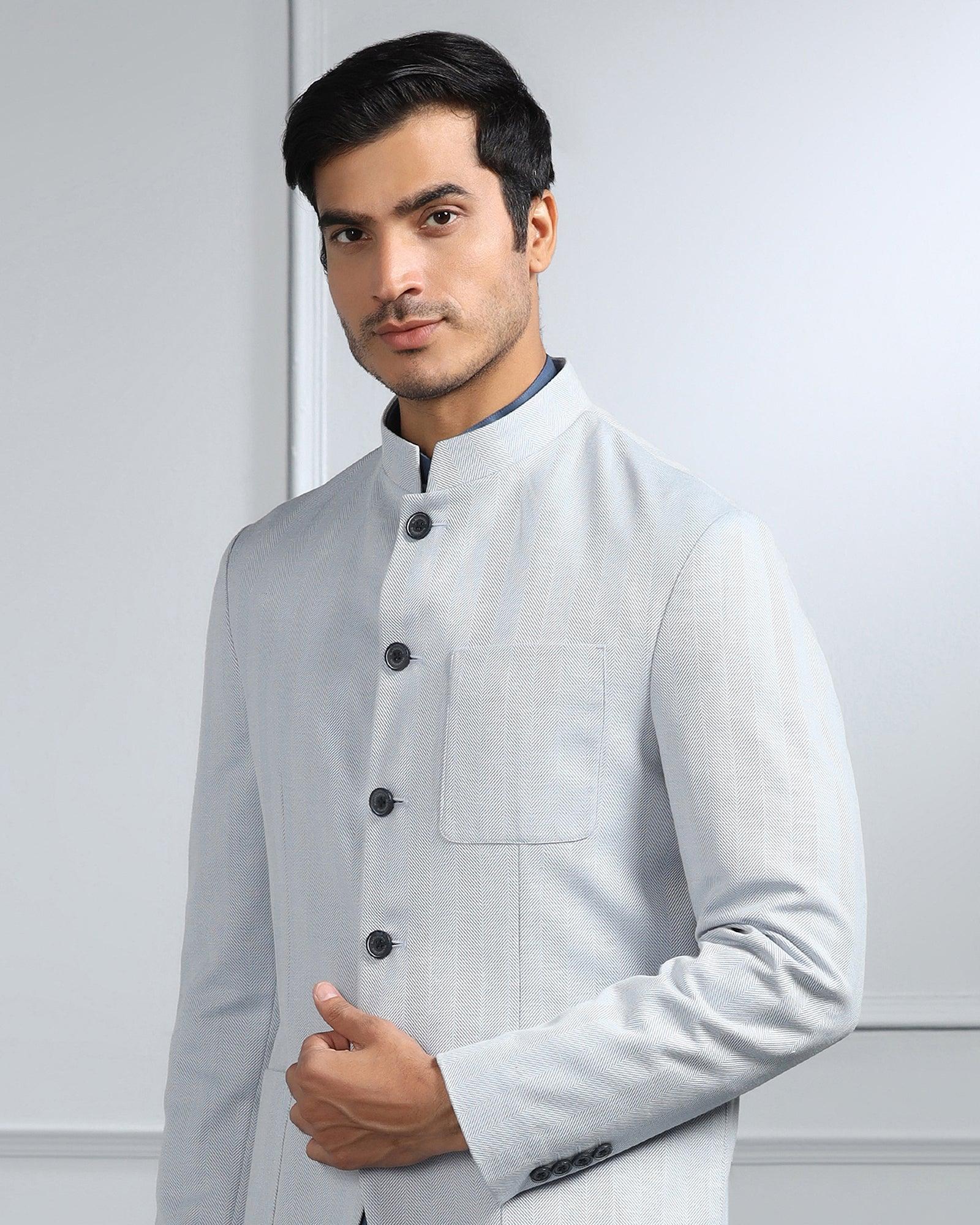 Blue Swarn Solid Achkan Set - Anok - Image 4