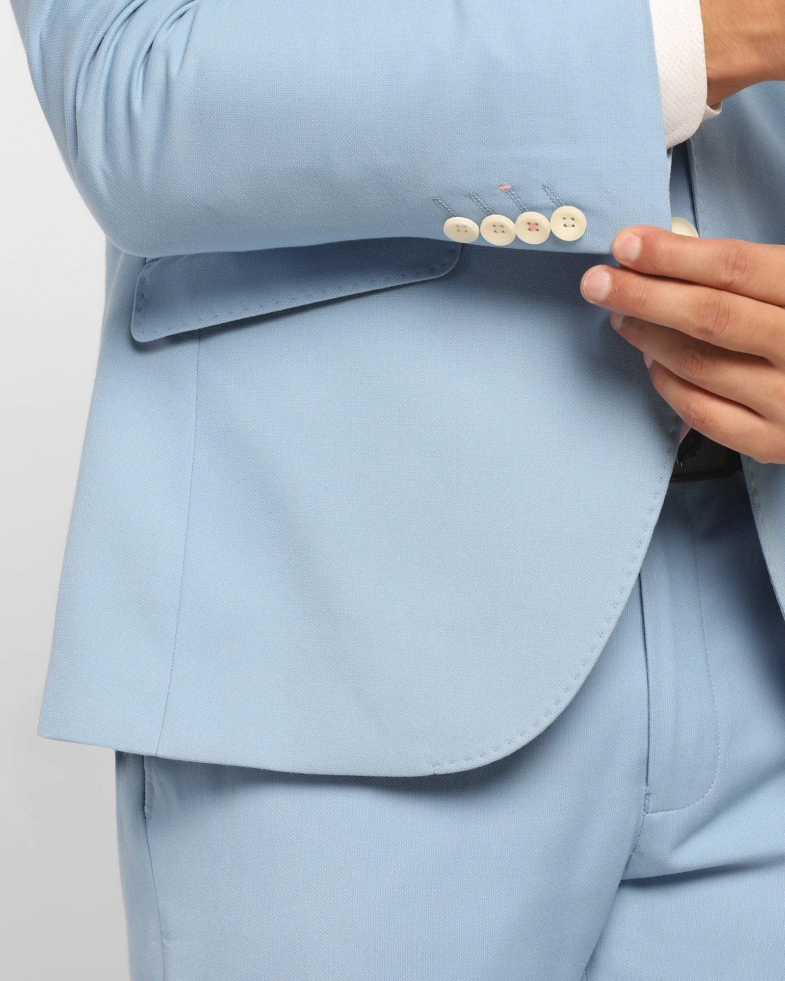 Three Piece Blue Solid Formal Suit - Oleto - Image 8