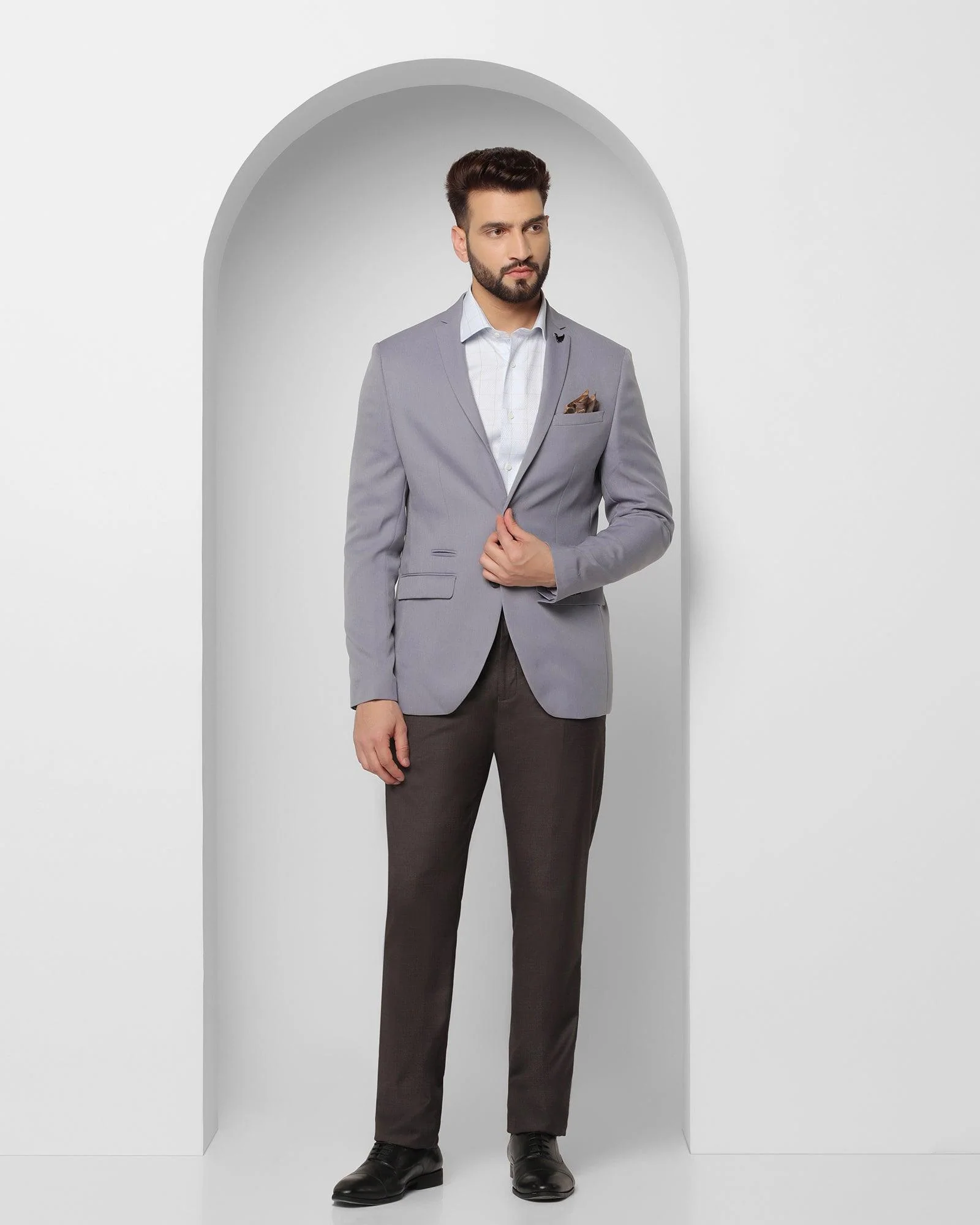 Formal Light Blue Solid Blazer - Suarez - Image 3