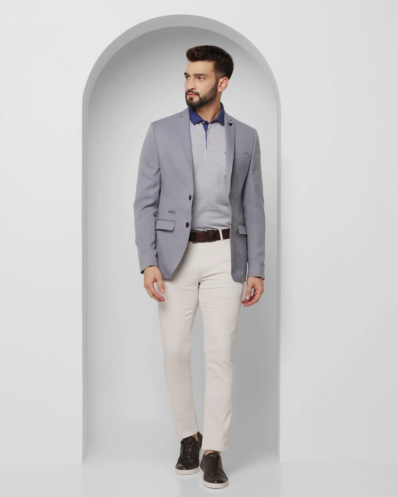Formal Light Blue Solid Blazer - Suarez - Image 7