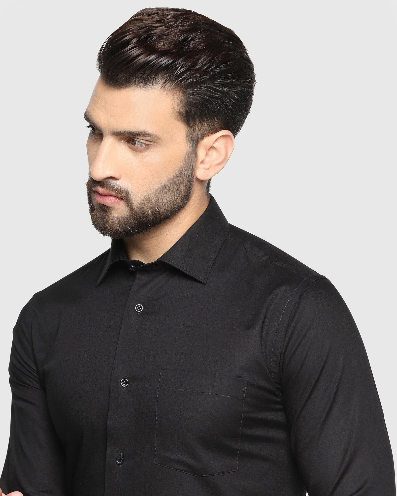 Formal Black Solid Shirt - Otto - Image 4