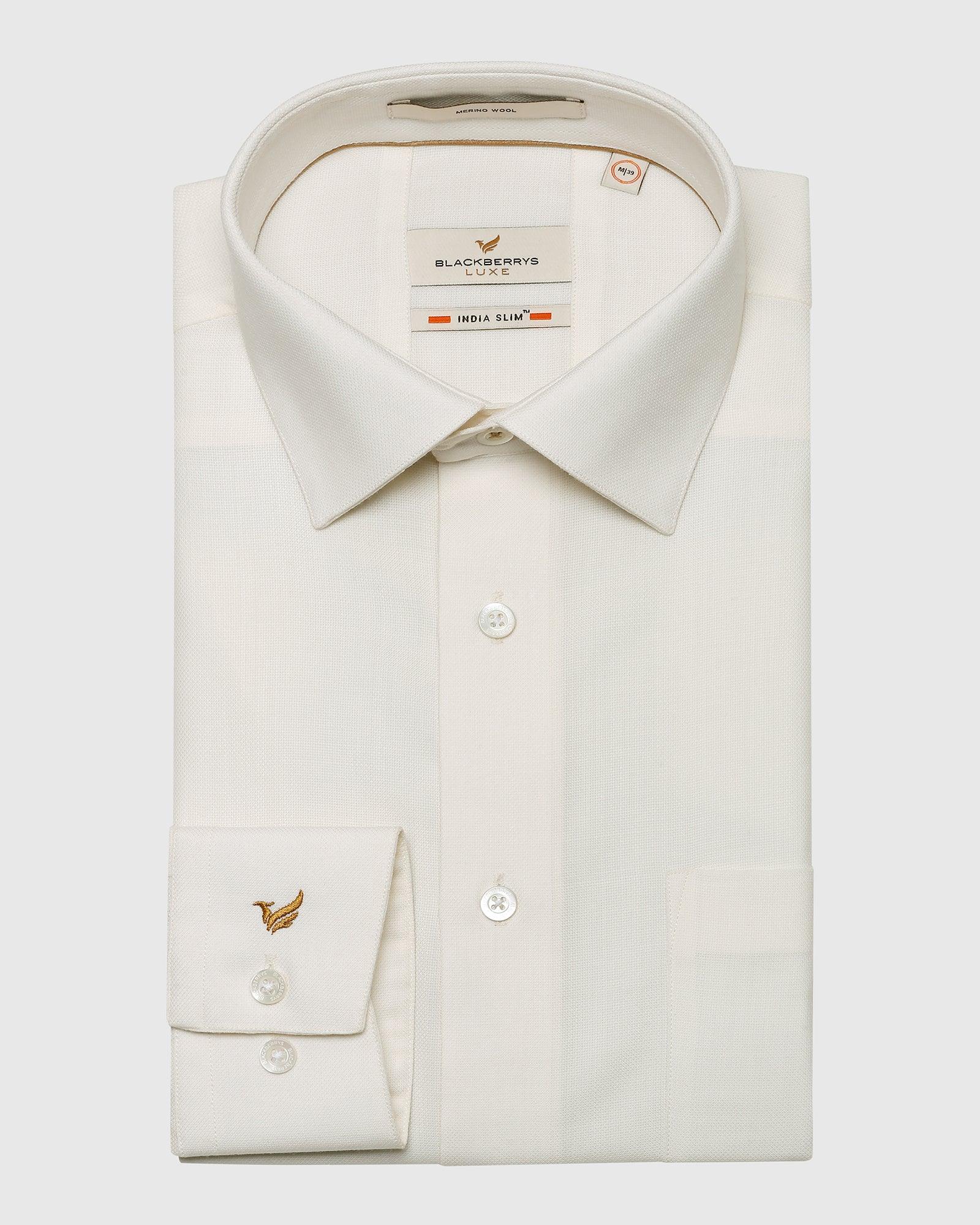 Luxe Formal Cream Solid Shirt - York - Image 5