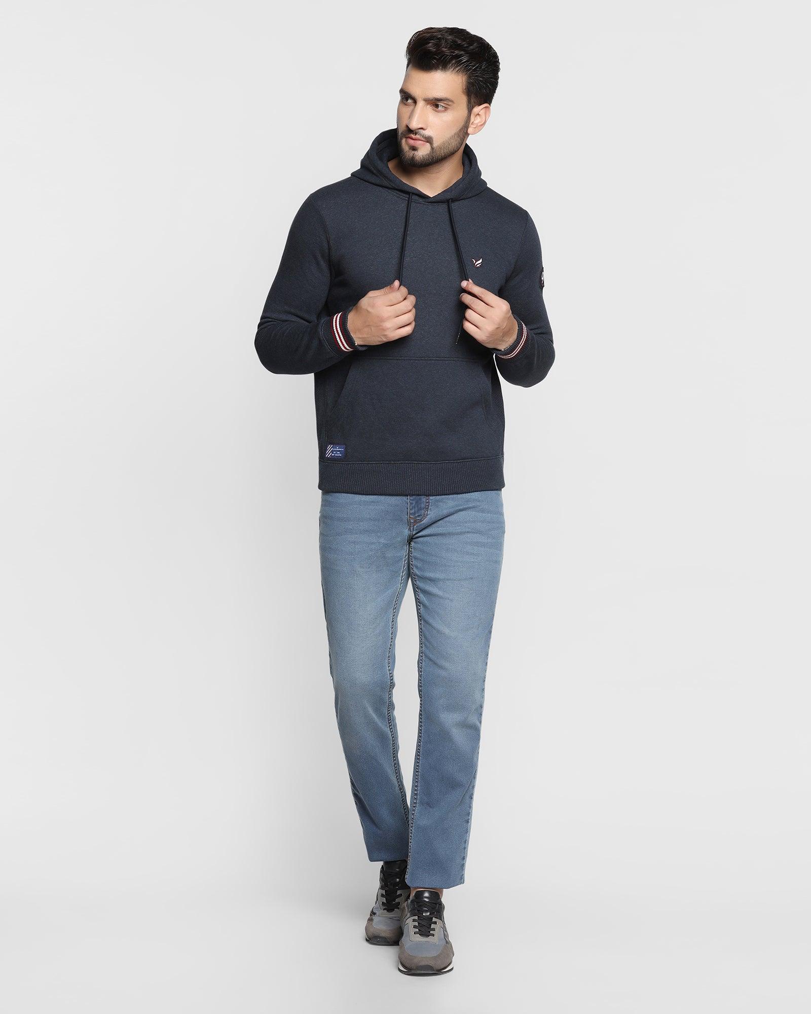 Hoodie Navy Solid Sweatshirt - Cameron - Image 3