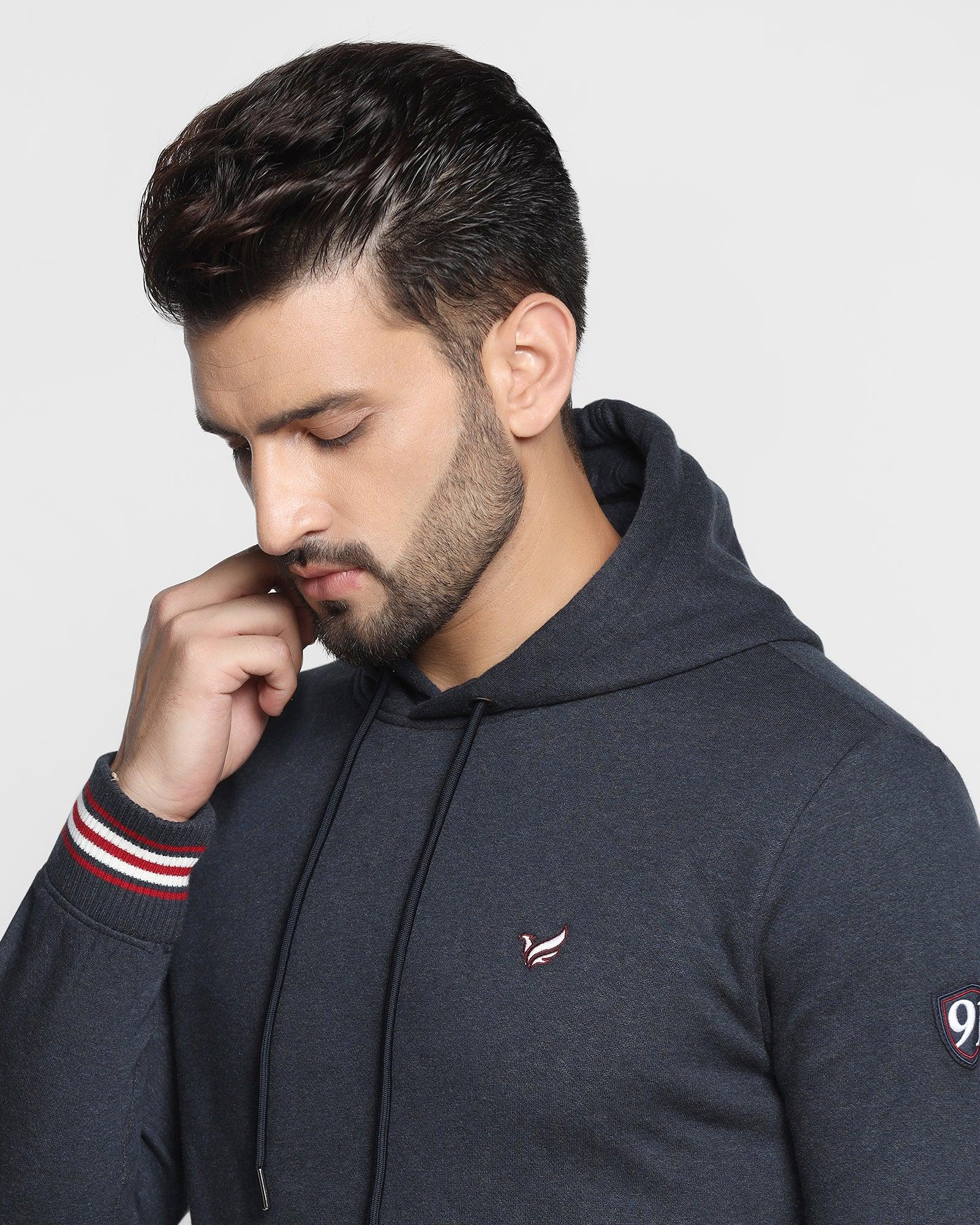 Hoodie Navy Solid Sweatshirt - Cameron - Image 4