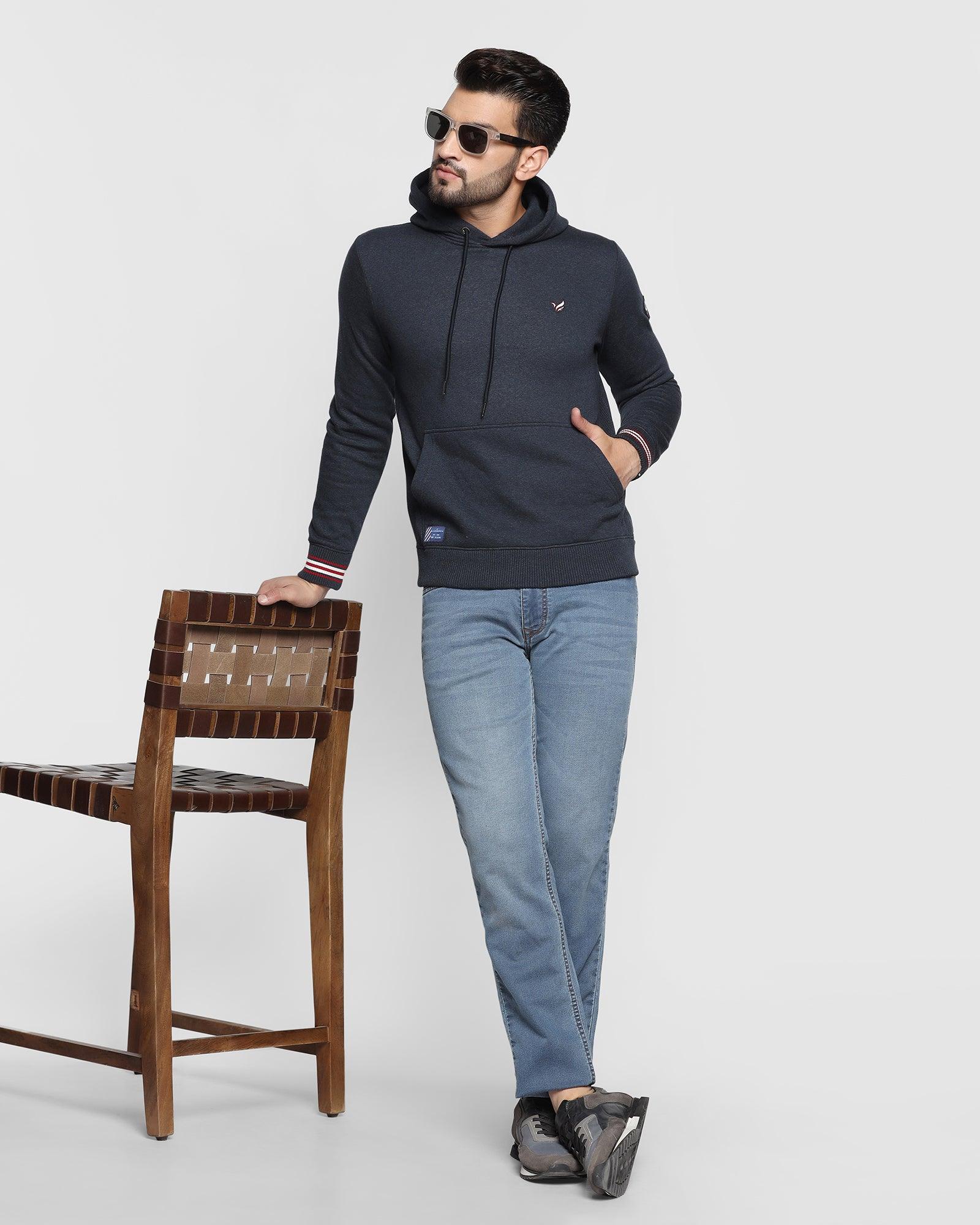 Hoodie Navy Solid Sweatshirt - Cameron - Image 5