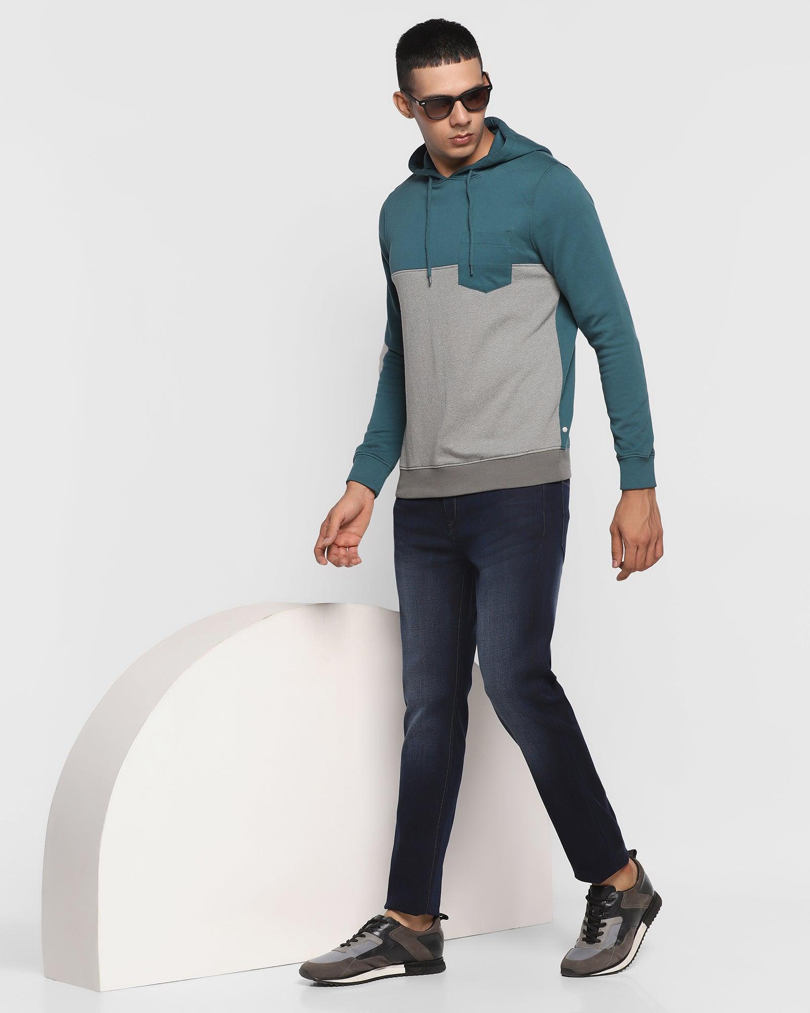 Hoodie Teal Green Solid Sweatshirt - Dolo - Image 5
