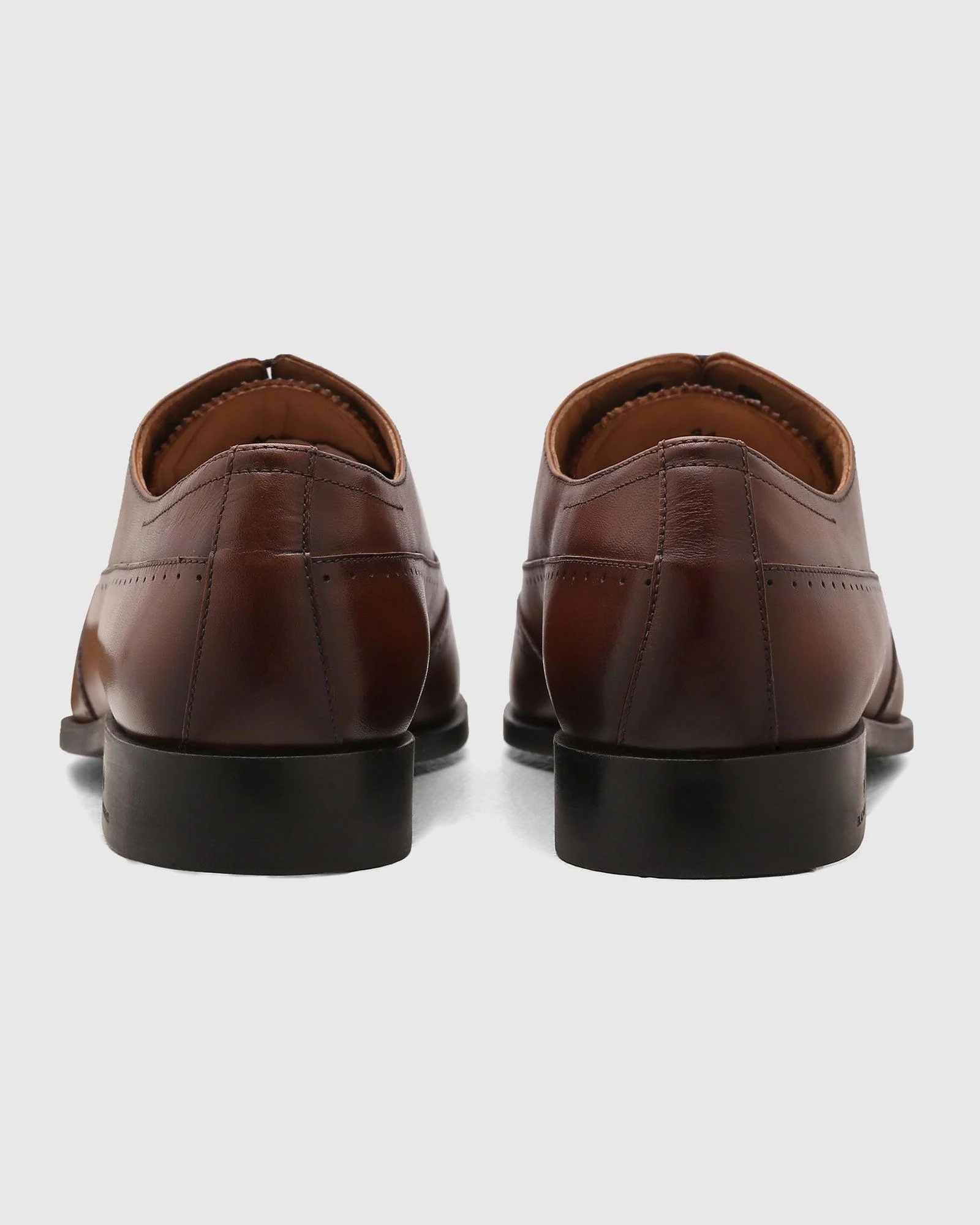 Leather Tan Solid Oxford Shoes - Qusso - Image 4